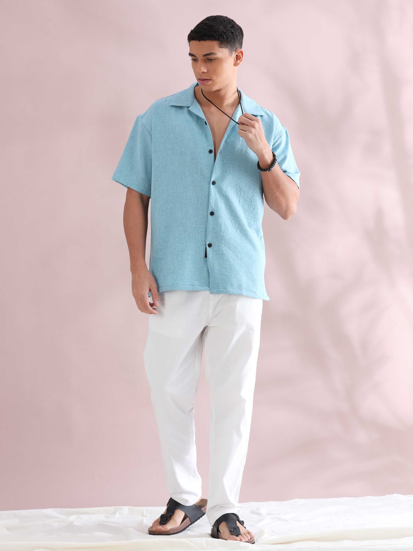 Eton Skyblue Cuban Collar Shirt