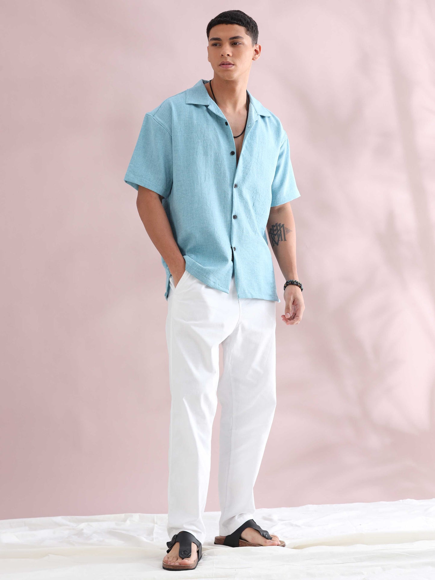 Eton Skyblue Cuban Collar Shirt