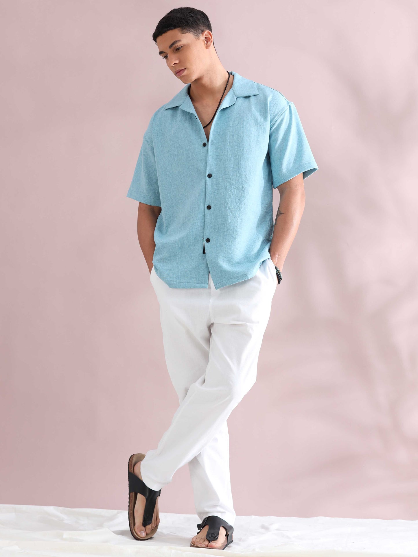 Eton Skyblue Cuban Collar Shirt