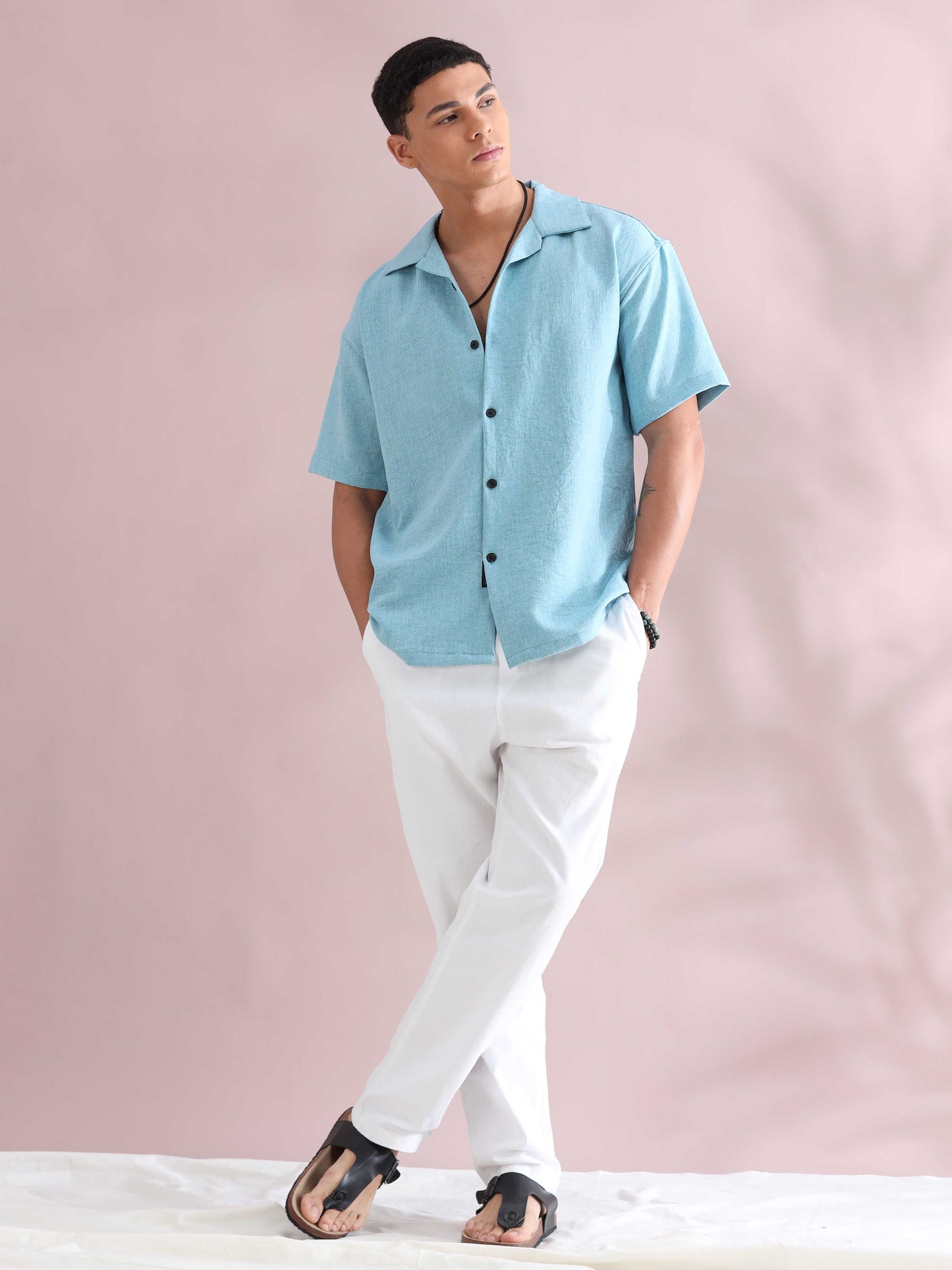 Eton Skyblue Cuban Collar Shirt