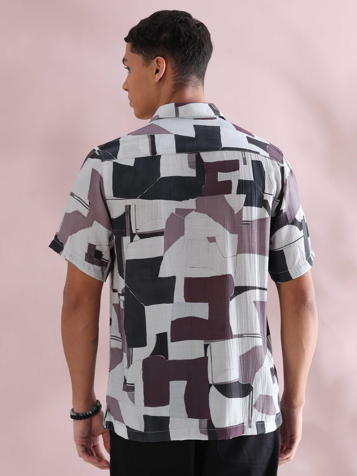 Helela Purple Blocks Digital Print Shirt