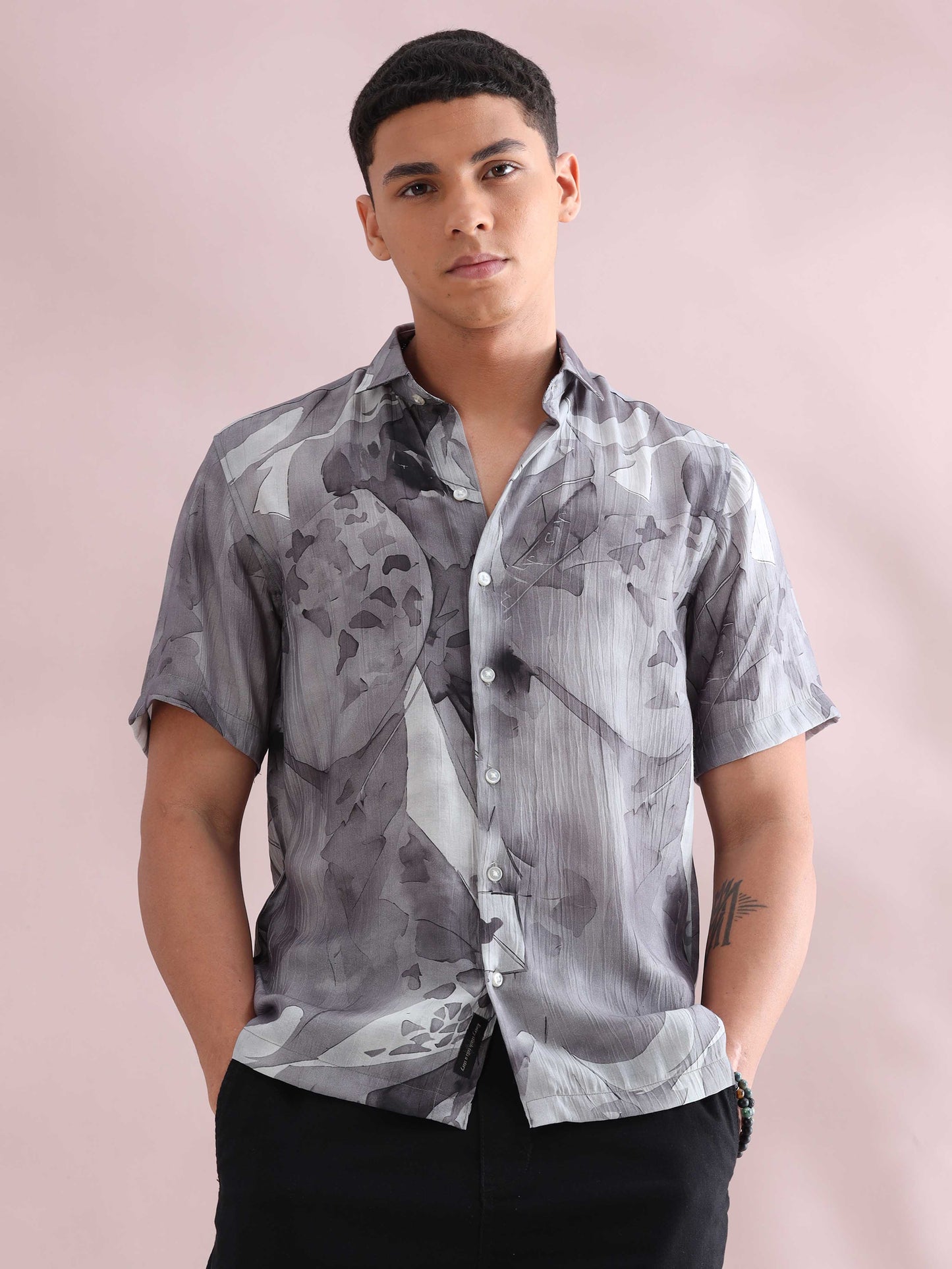 Helela Grey Digital Print Shirt