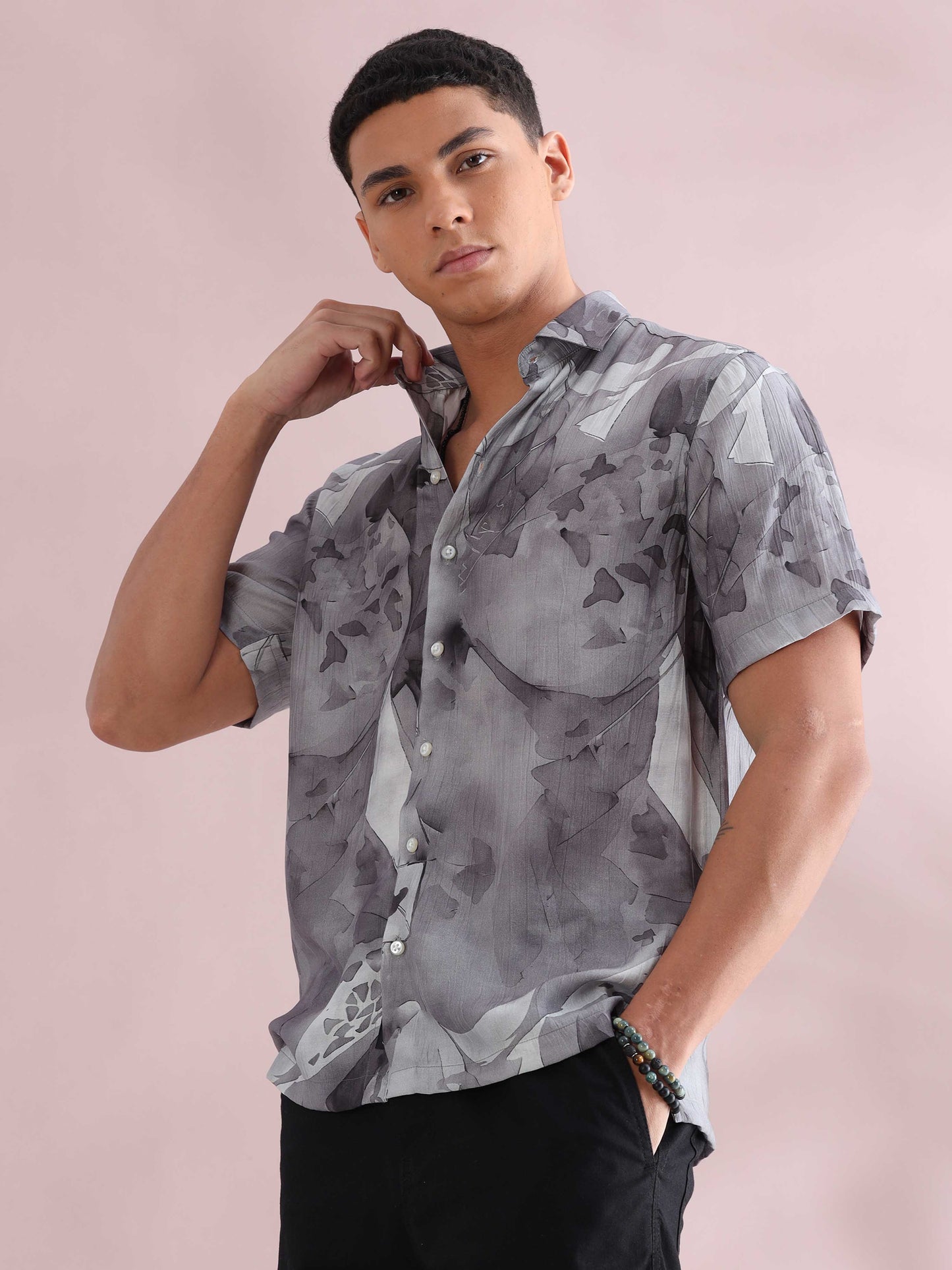 Helela Grey Digital Print Shirt