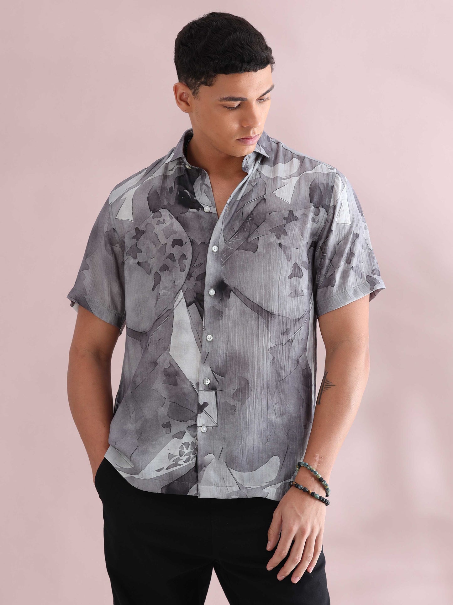 Helela Grey Digital Print Shirt