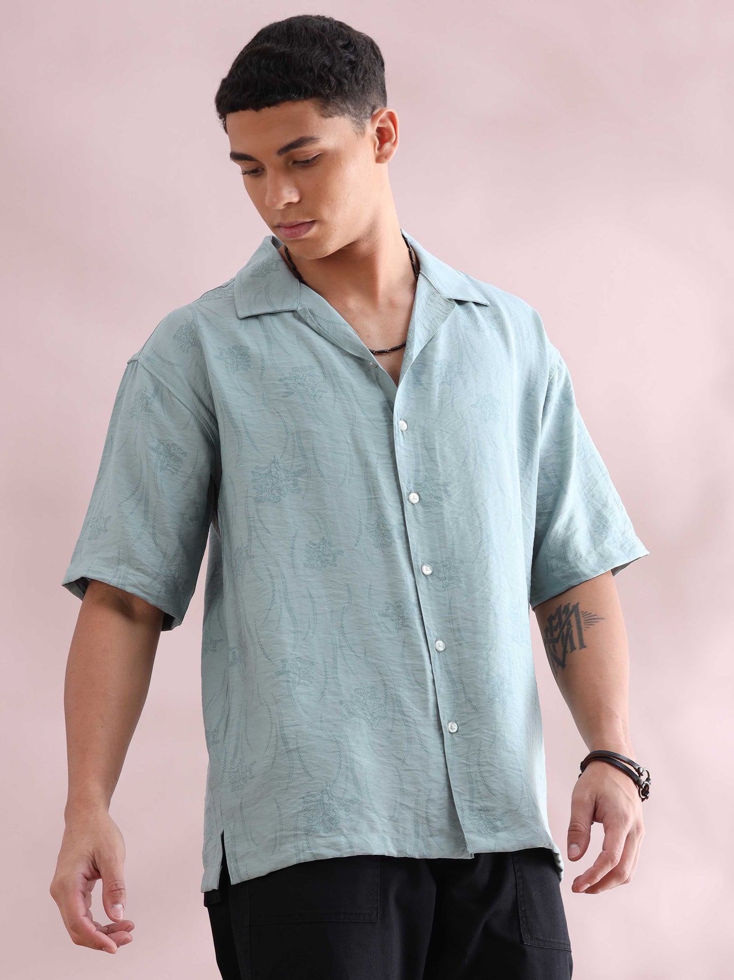 Eton Light Blue Cuban Collar Shirt