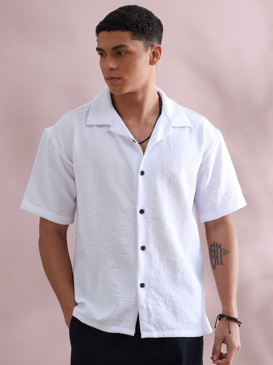 Eton White Cuban Collar Shirt