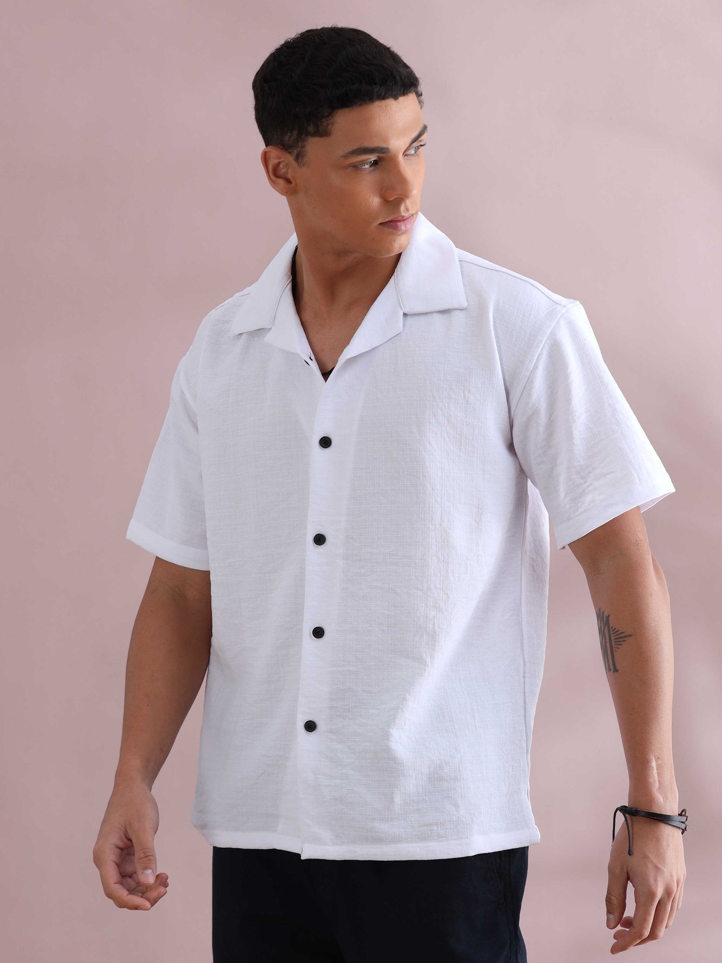 Eton White Cuban Collar Shirt