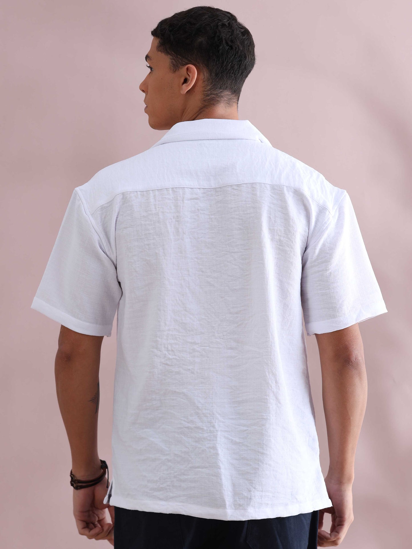 Eton White Cuban Collar Shirt