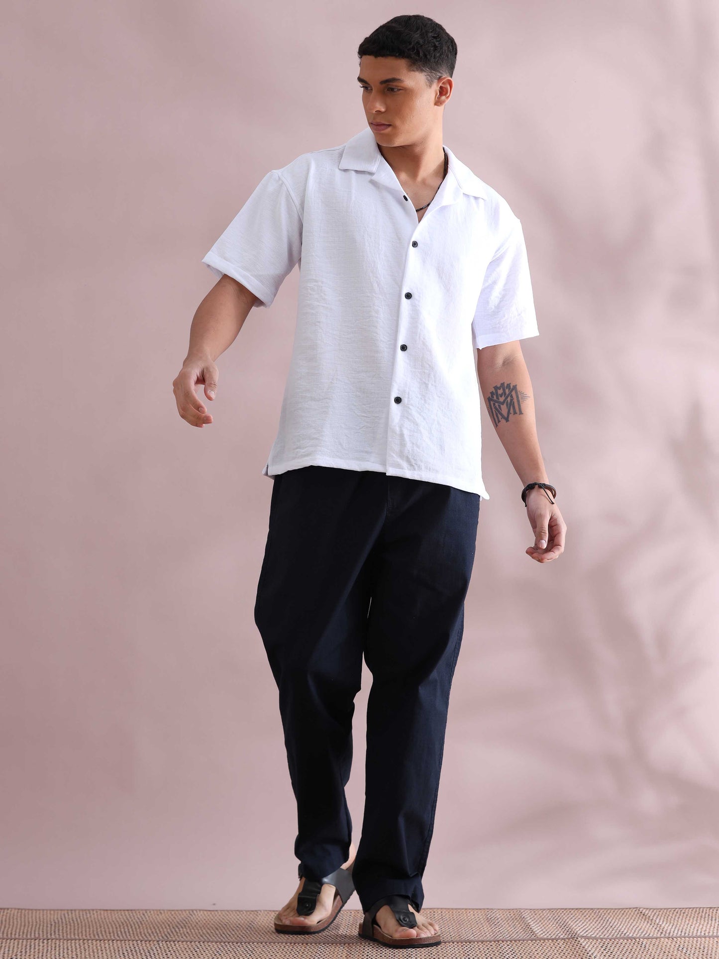 Eton White Cuban Collar Shirt