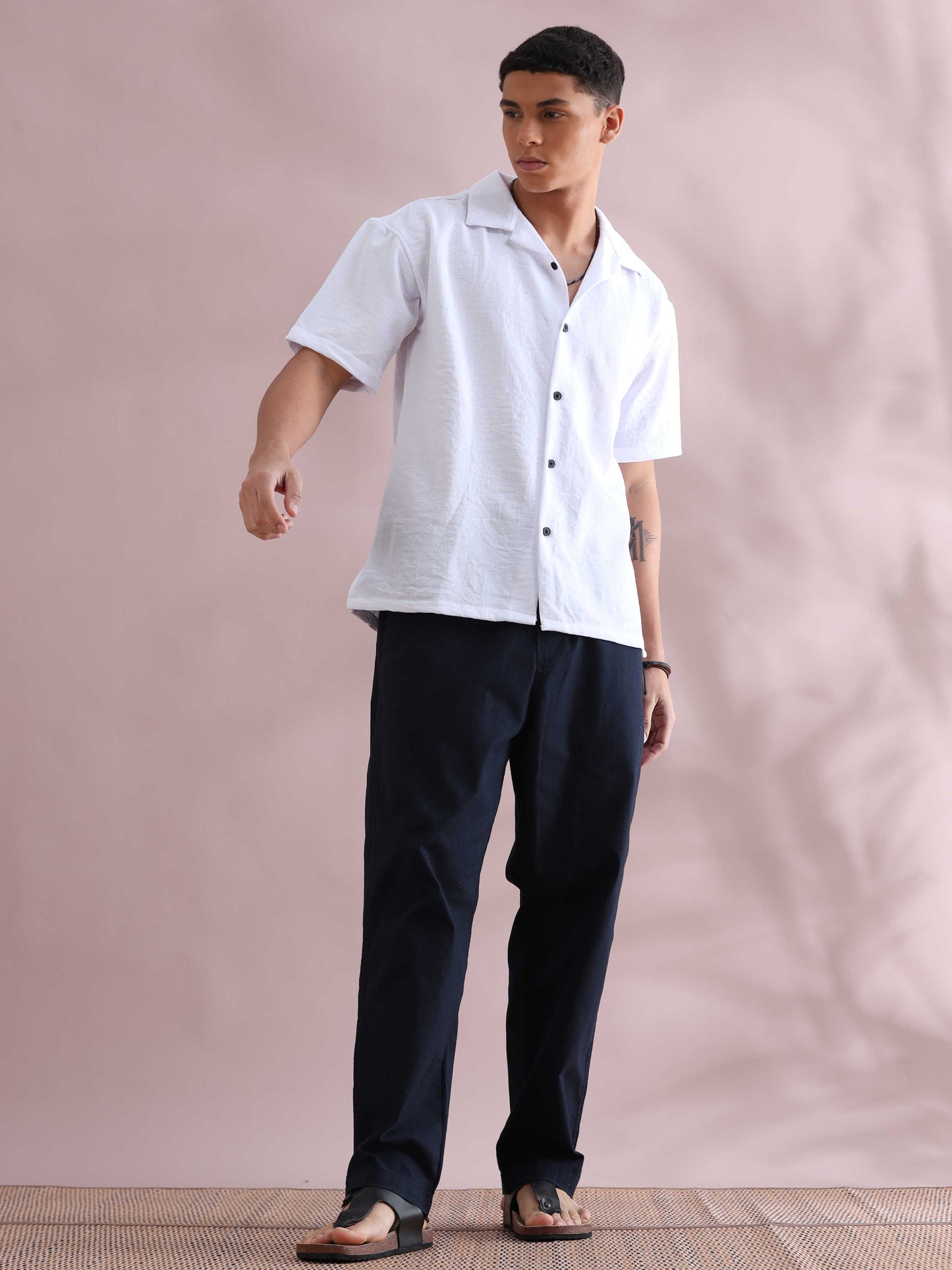 Eton White Cuban Collar Shirt