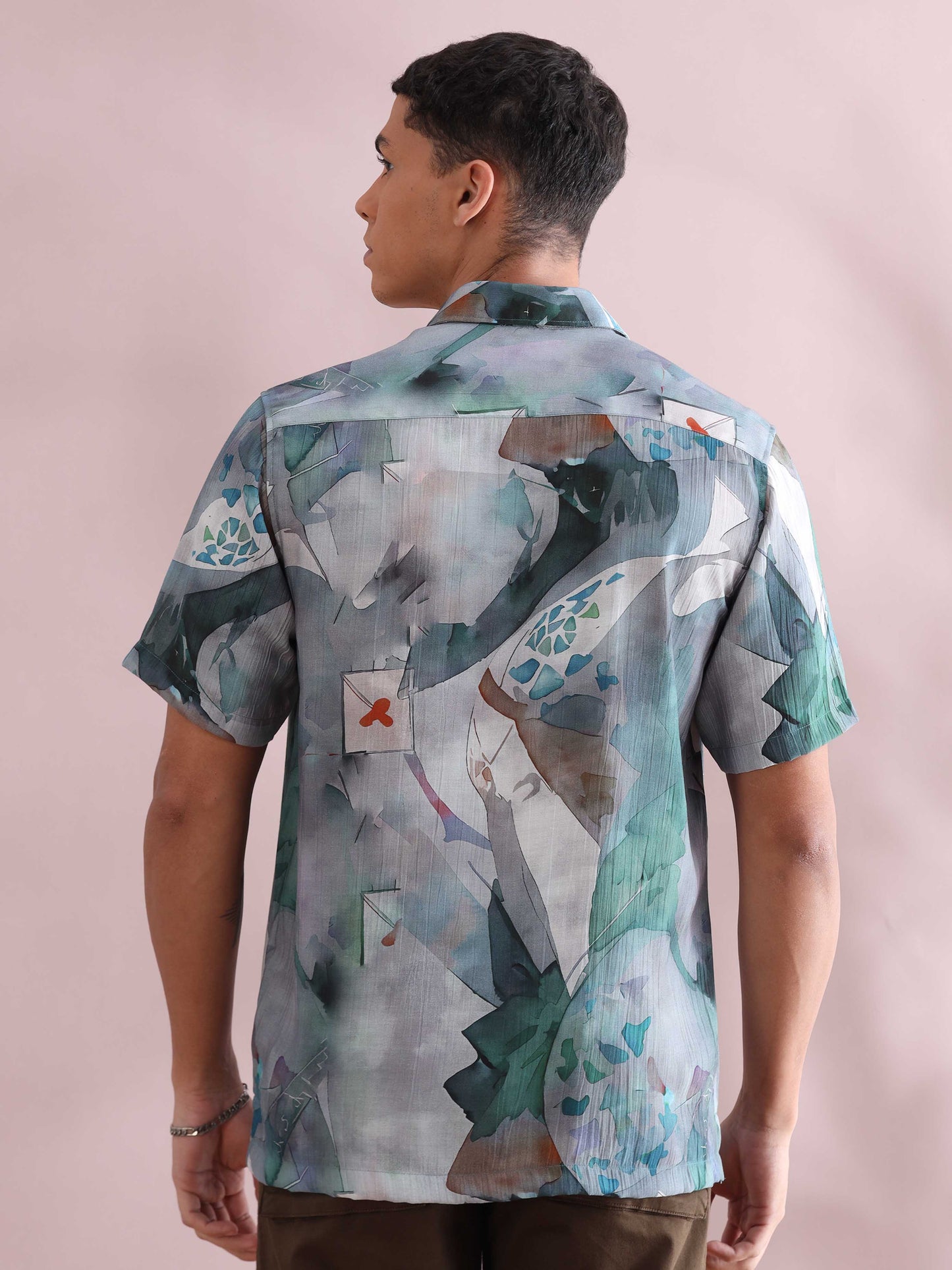 Helela Greenish Digital Printed Shirt