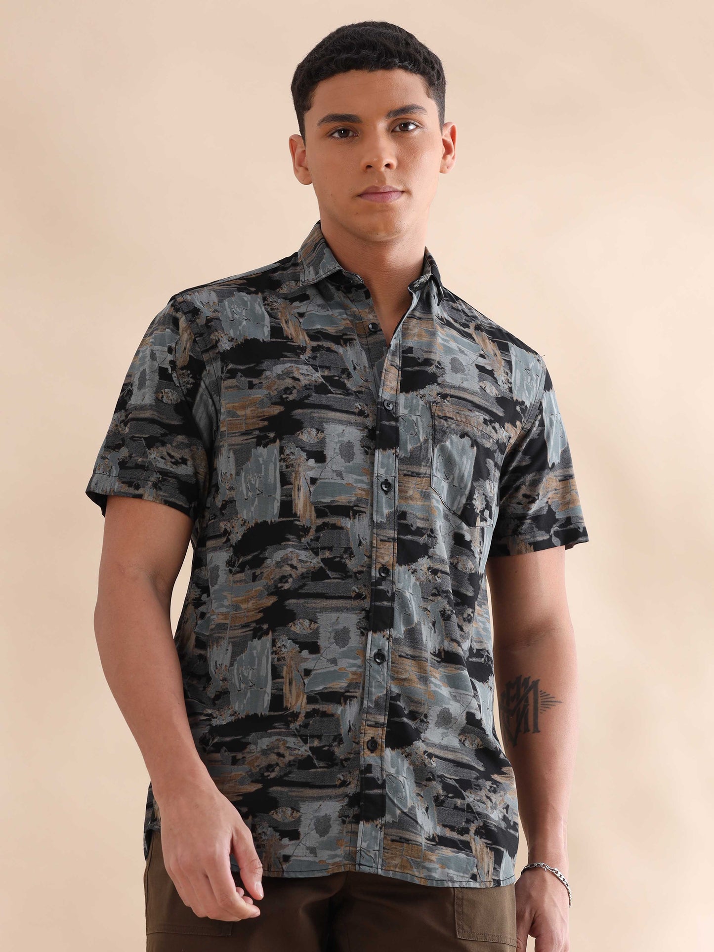 Bogota Black Digital Printed Shirt