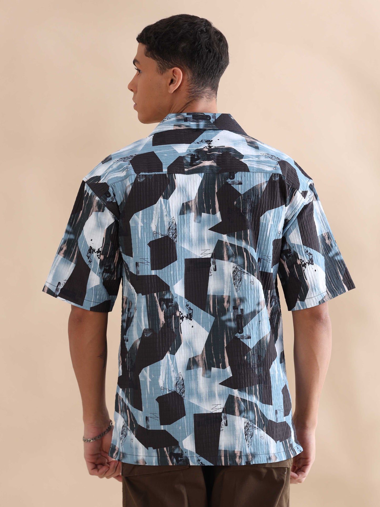 Bangkok Blue Digital Printed Cuban Collar Shirt