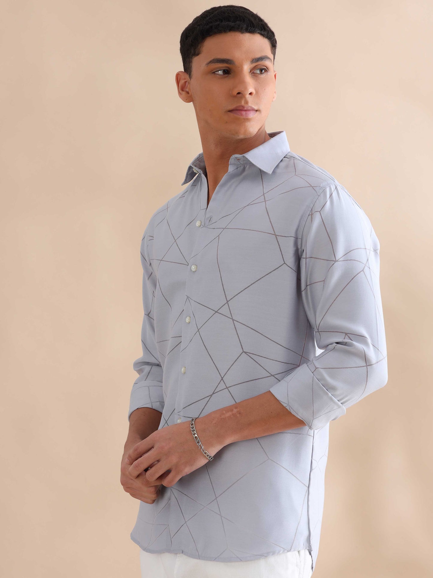 Prague Cool Blue Geometric Design Shirt