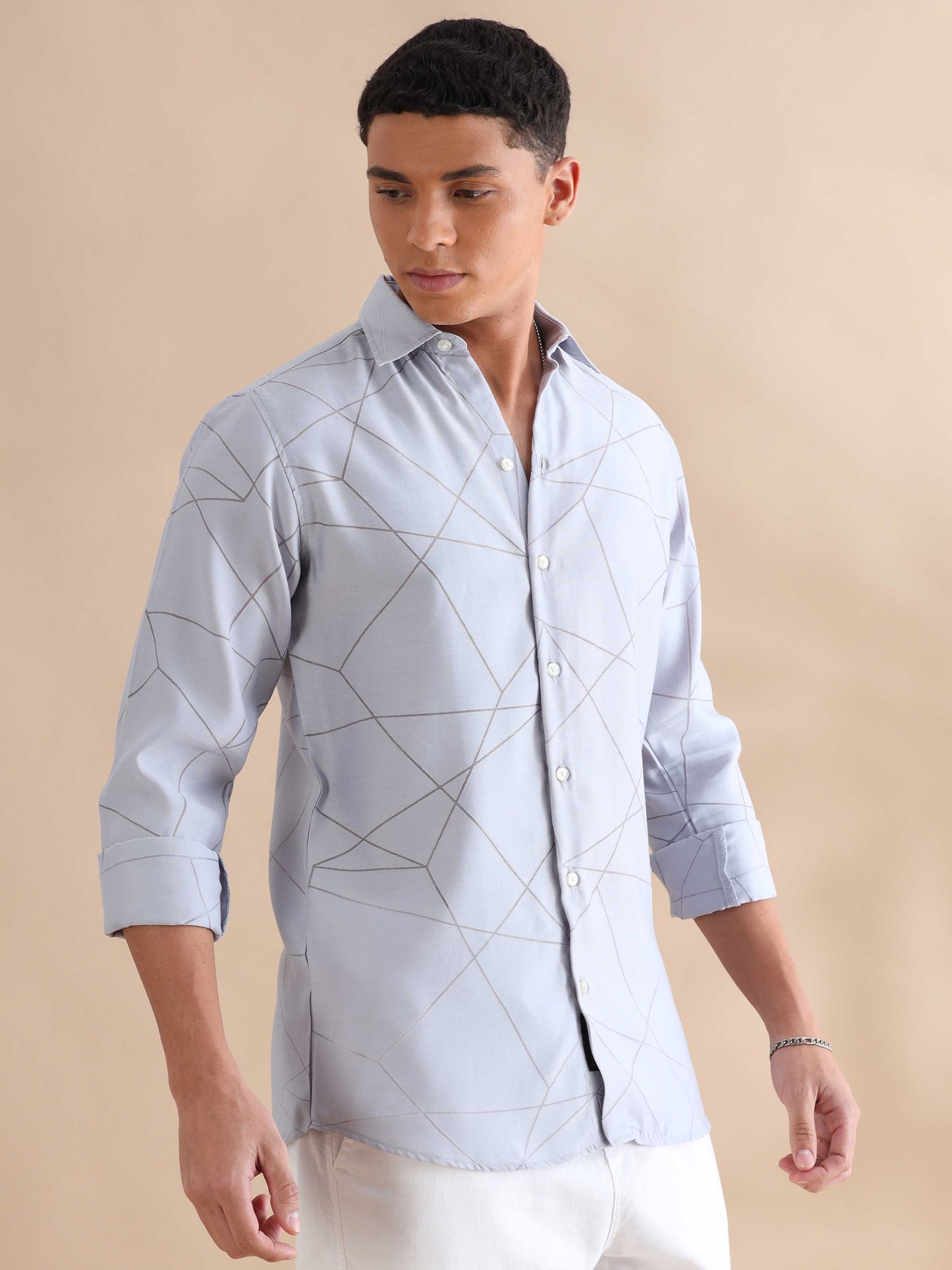 Prague Cool Blue Geometric Design Shirt