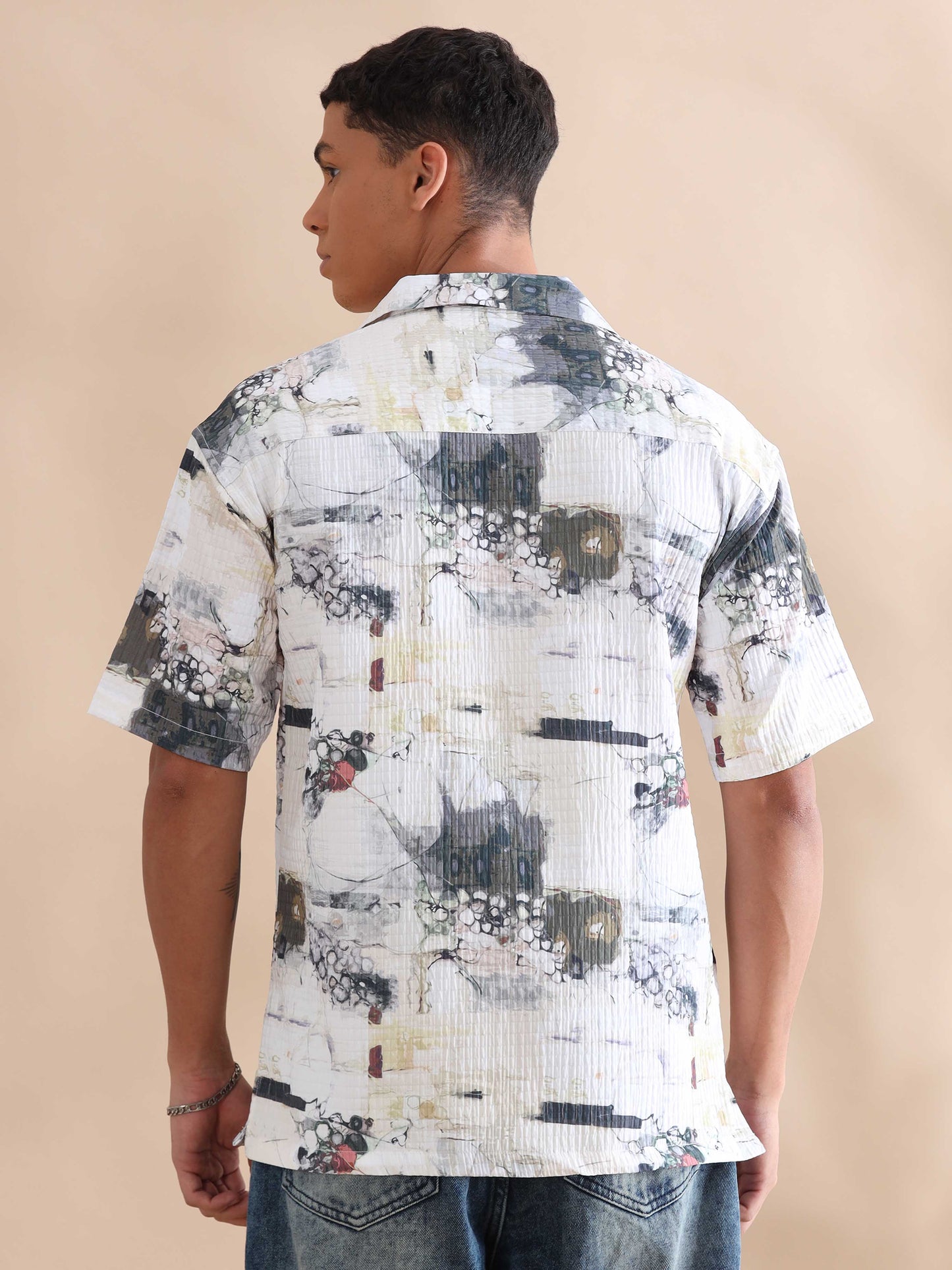 Bangkok Grey Digital Printed Cuban Collar Shirt