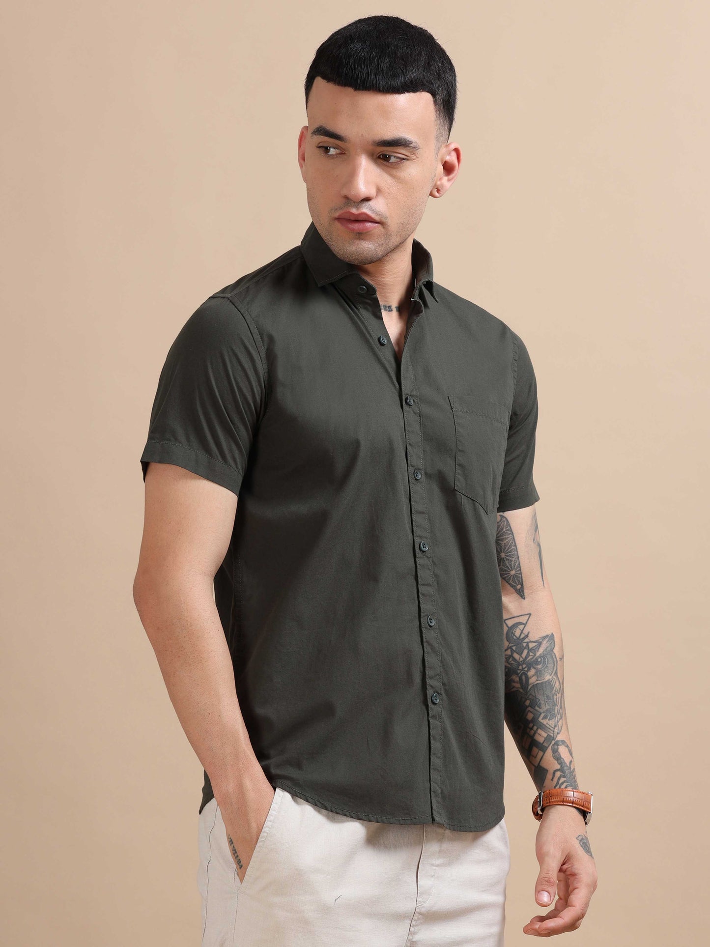 Turkey Greenish Compact Poplin laffer Shirt