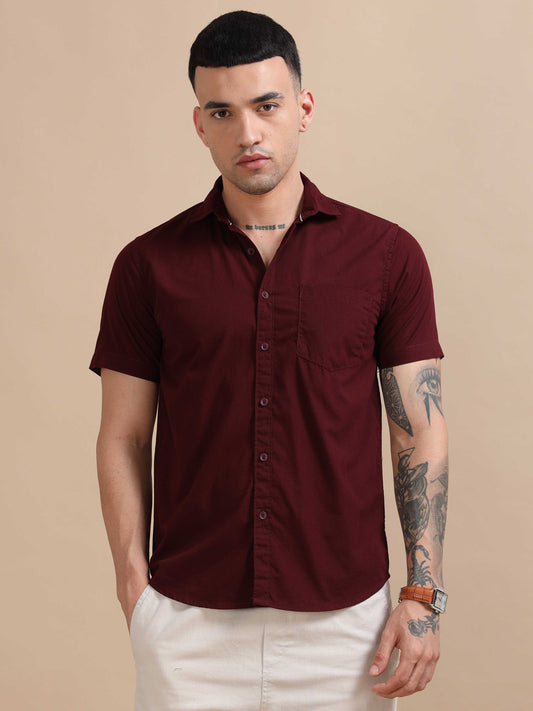 Turkey Maroon Compact Poplin laffer Shirt