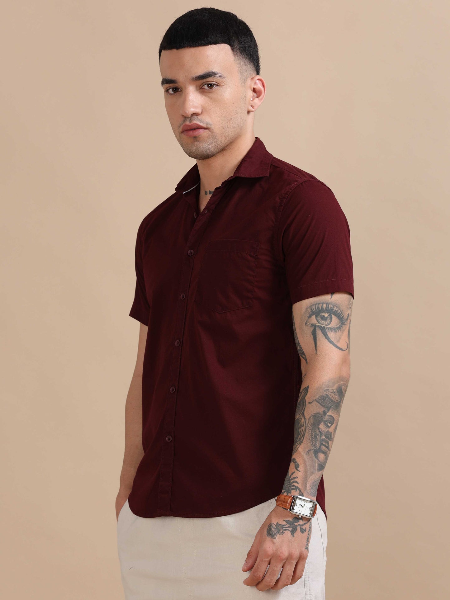 Turkey Maroon Compact Poplin laffer Shirt