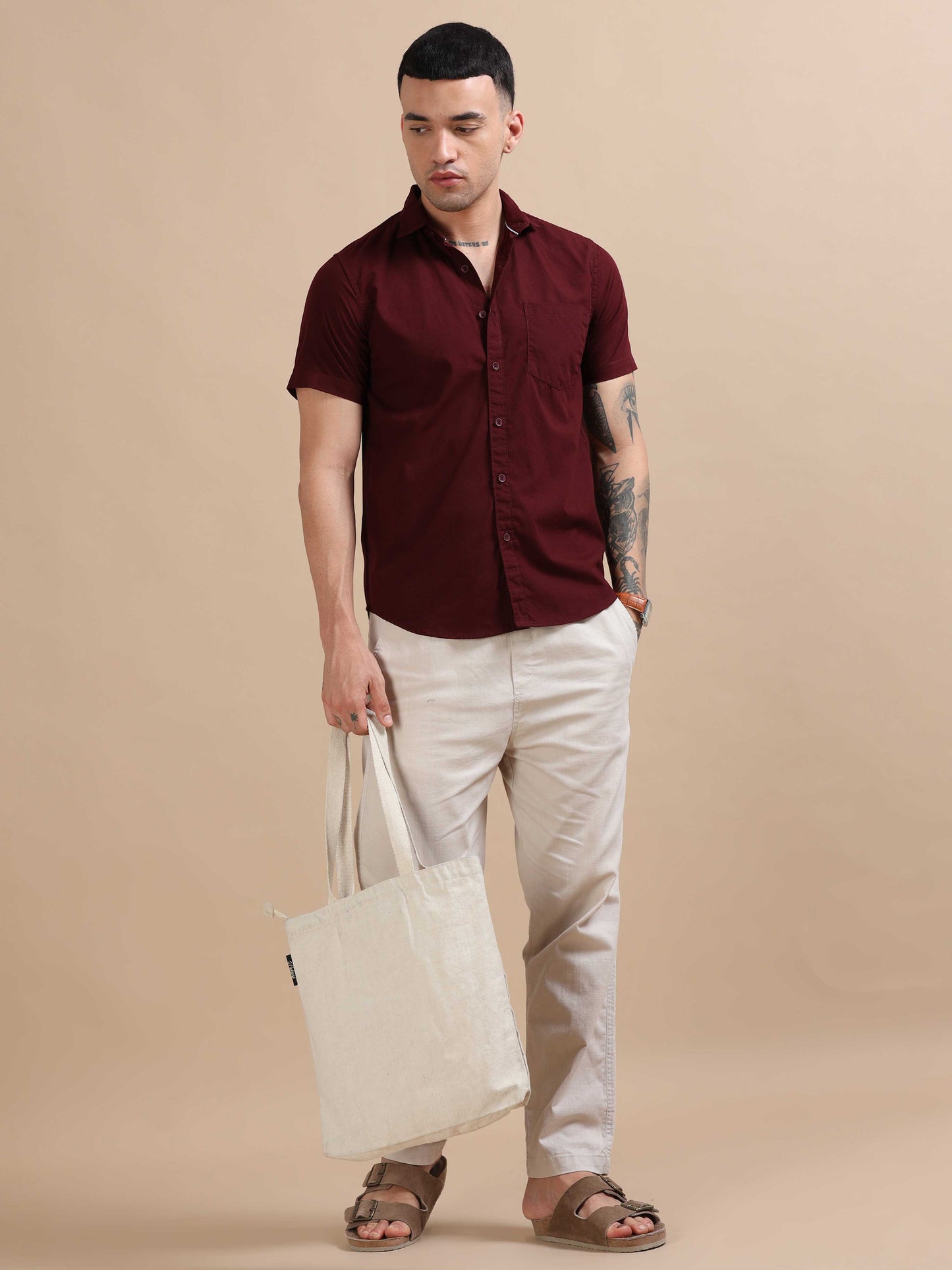 Turkey Maroon Compact Poplin laffer Shirt