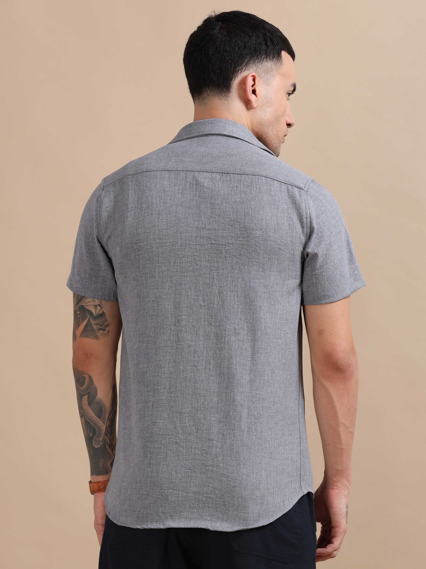 Eton Dove Grey Imported Poly Linen Shirt