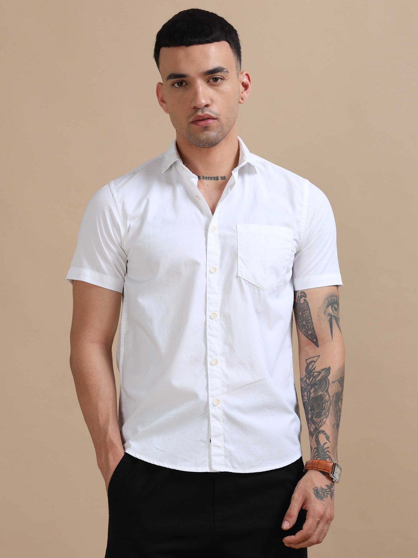 Turkey White Compact Poplin laffer Shirt