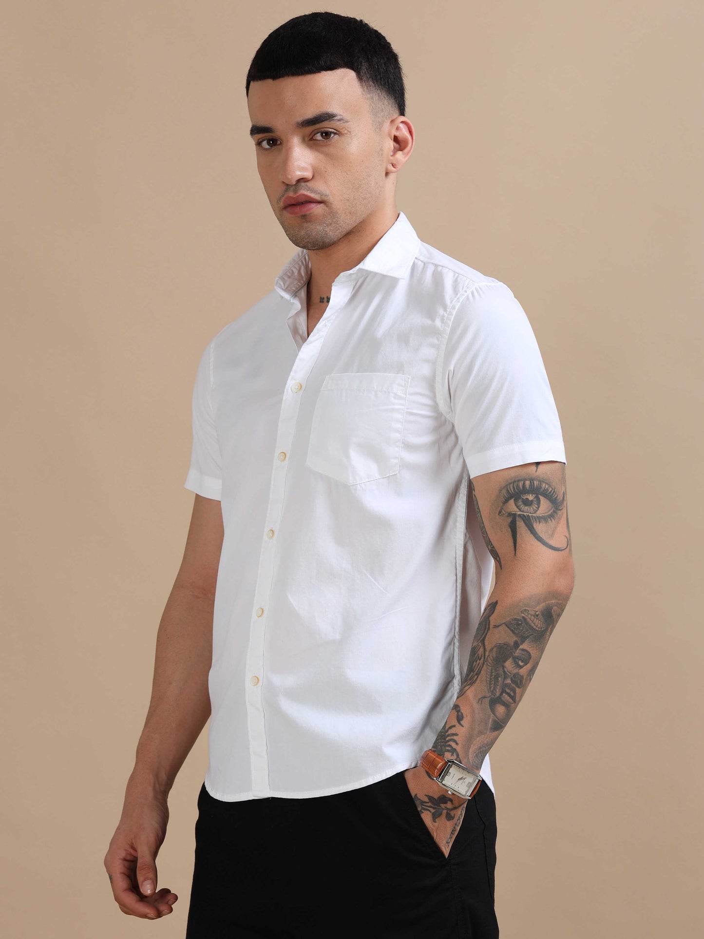 Turkey White Compact Poplin laffer Shirt