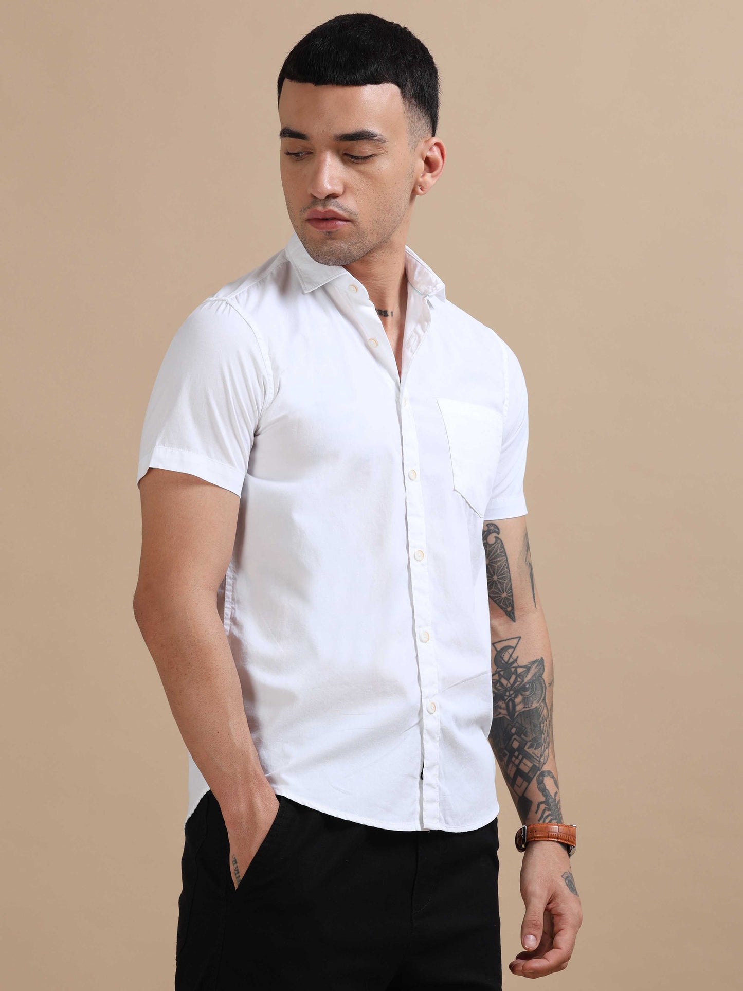 Turkey White Compact Poplin laffer Shirt