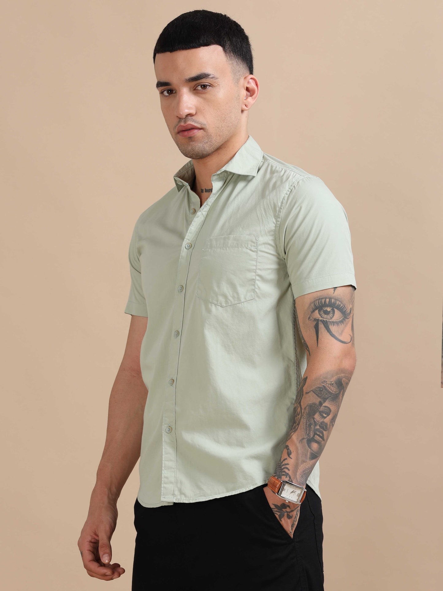 Turkey Light Green Compact Poplin laffer Shirt