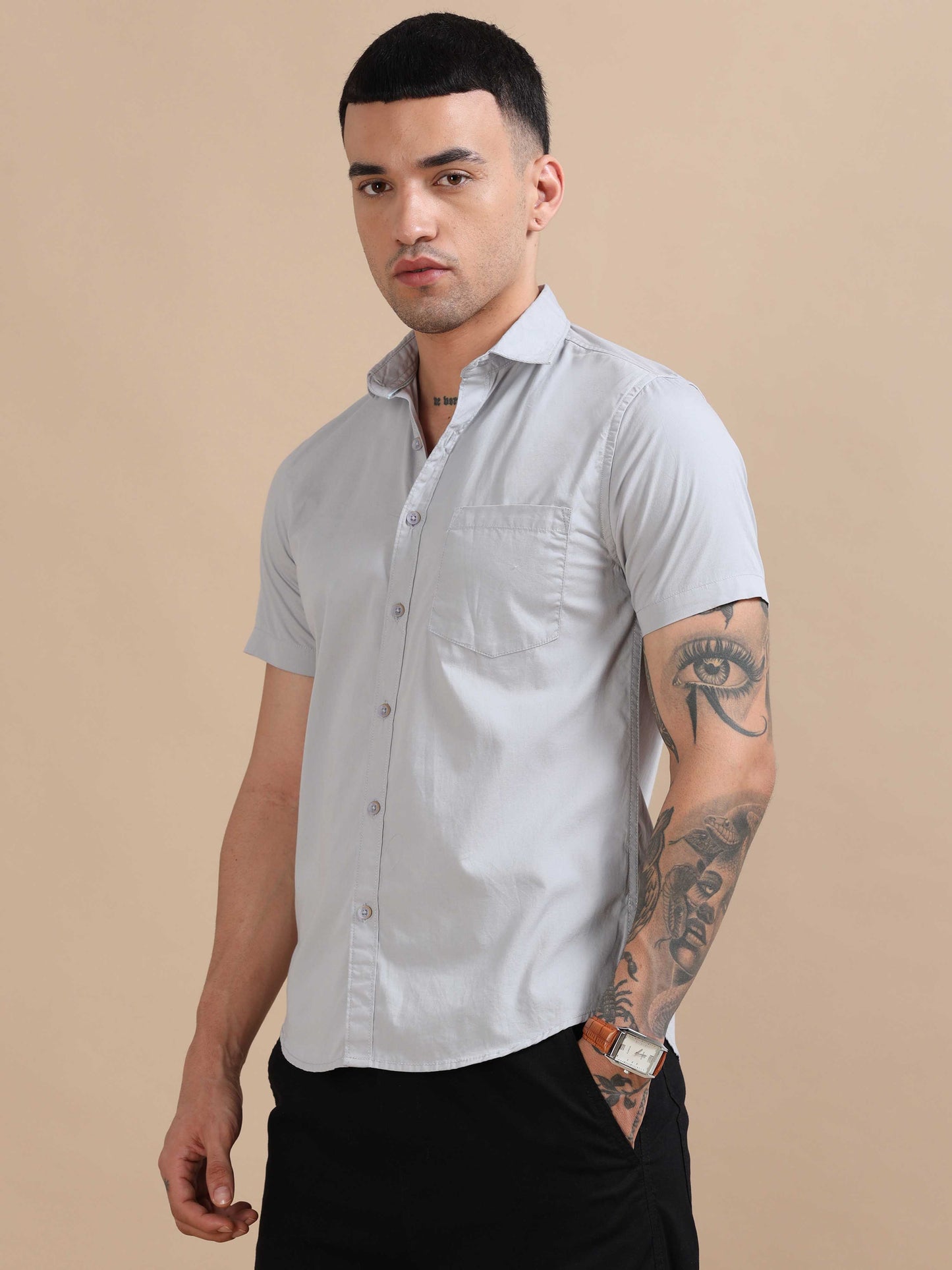 Turkey Grey Compact Poplin laffer Shirt