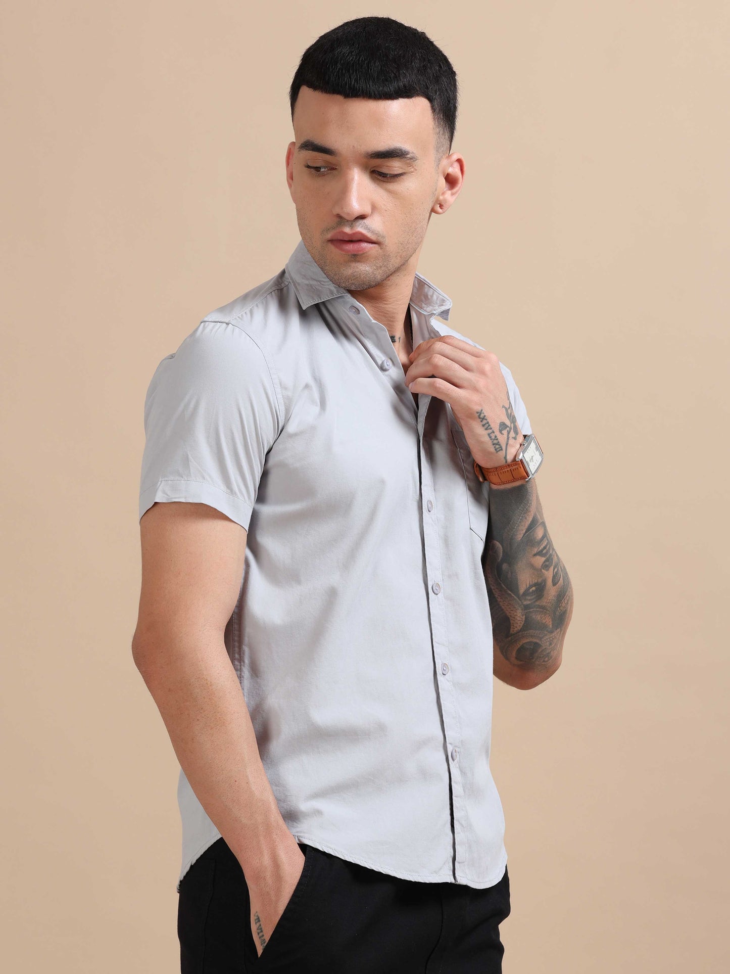 Turkey Grey Compact Poplin laffer Shirt