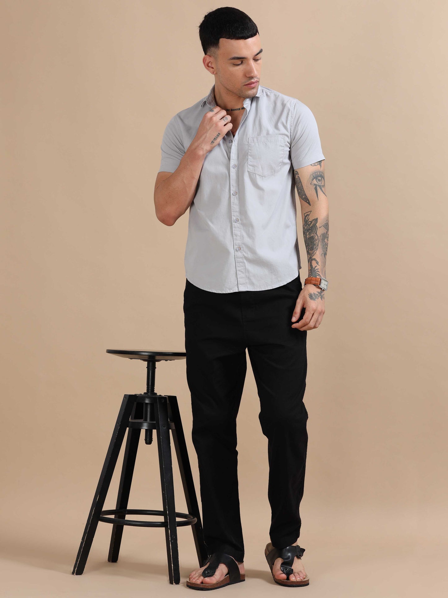 Turkey Grey Compact Poplin laffer Shirt