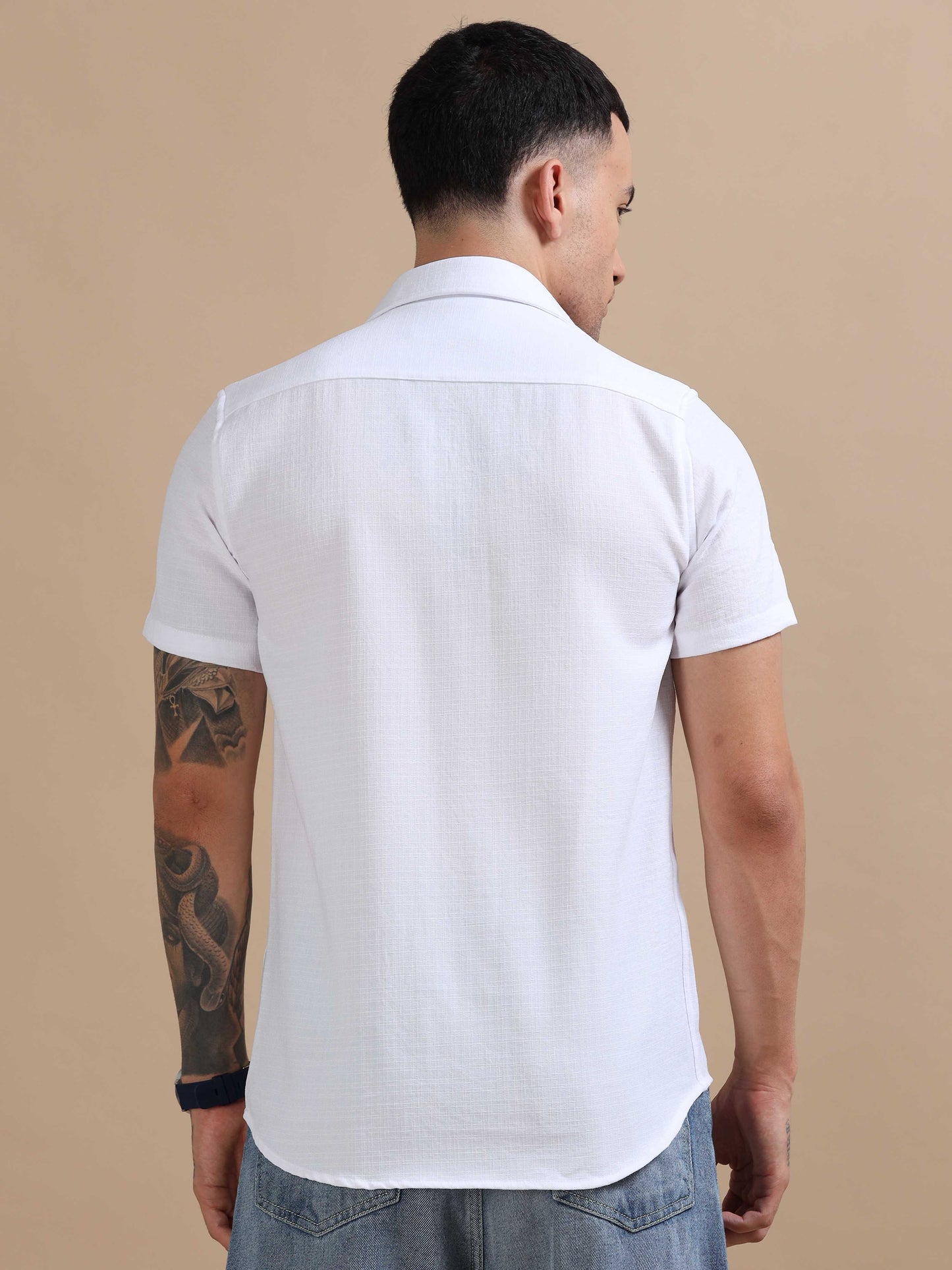 Eton White Imported Poly Linen Shirt