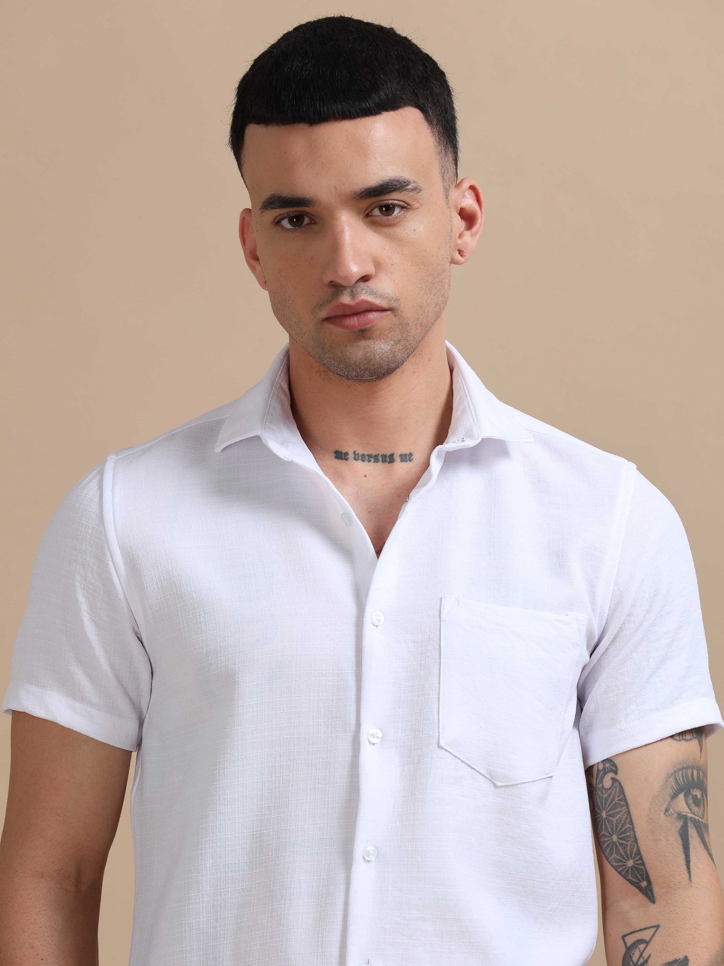 Eton White Imported Poly Linen Shirt