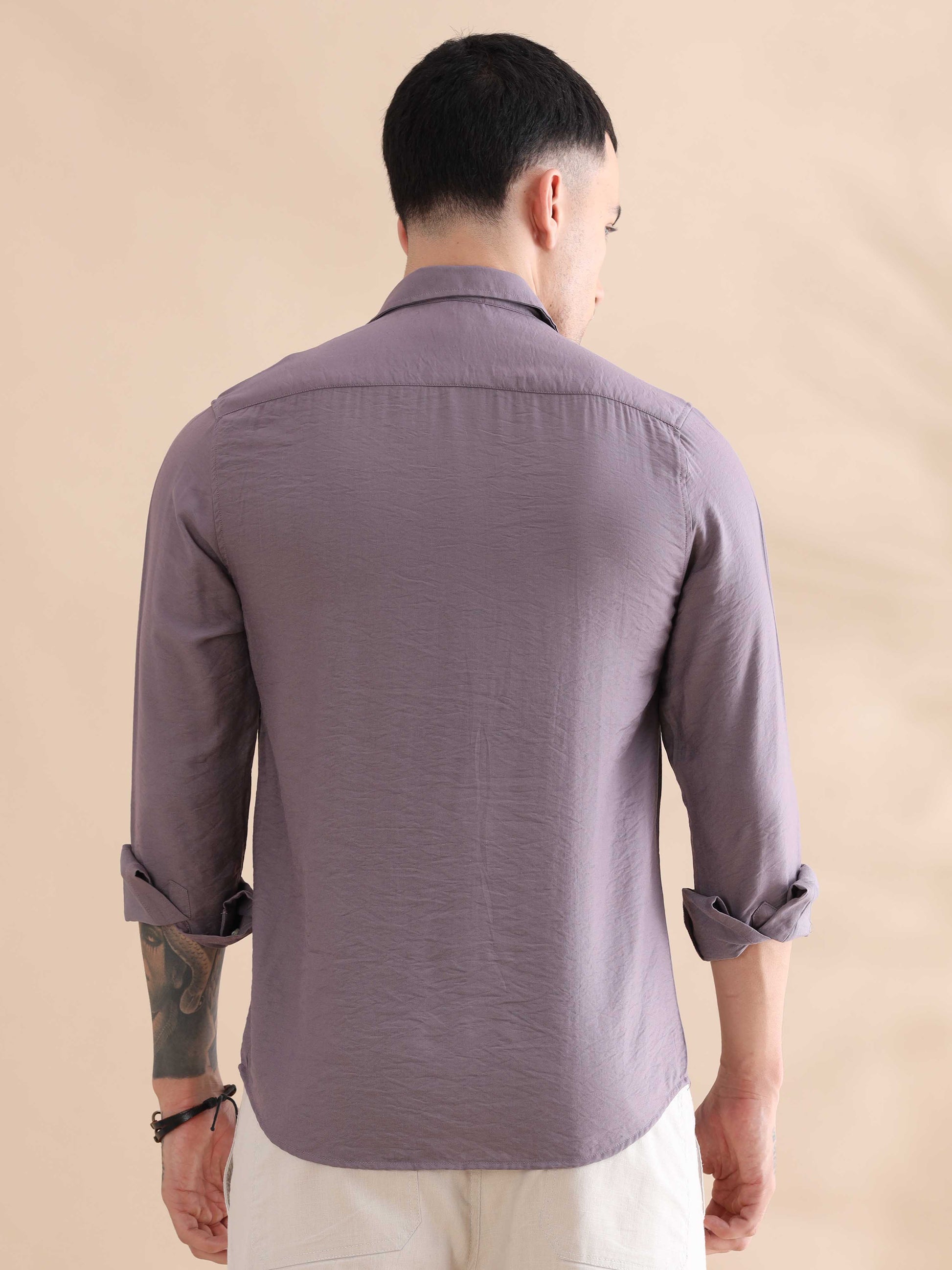 Lavender Imported Mens Solid Velvet Shirt