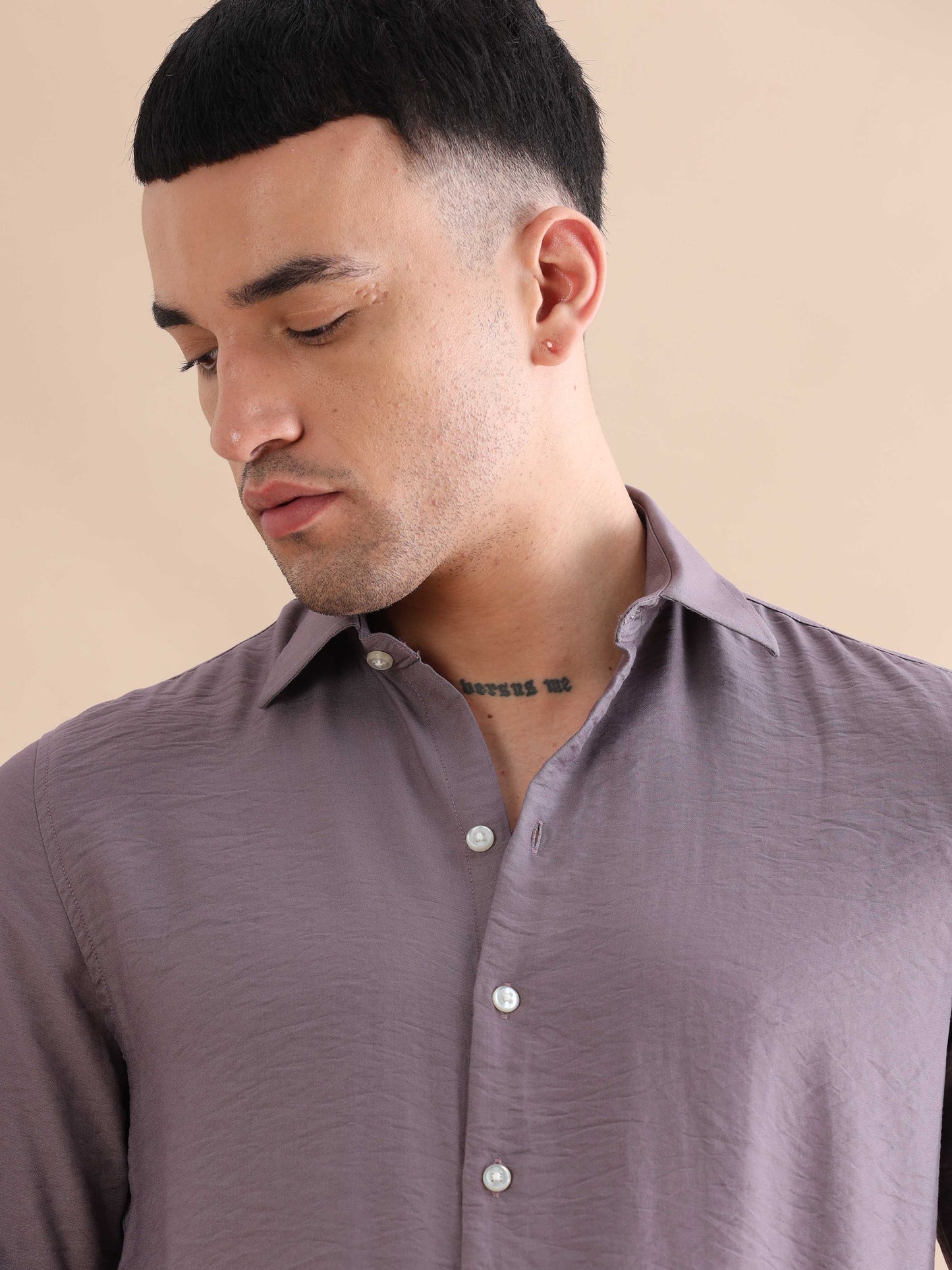 Lavender Imported Mens Solid Velvet Shirt