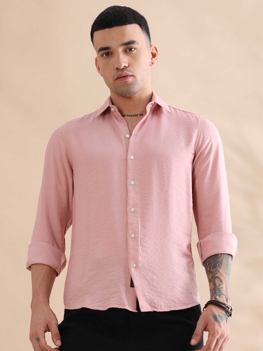 Pink Imported Crush Solid Shirts Mens