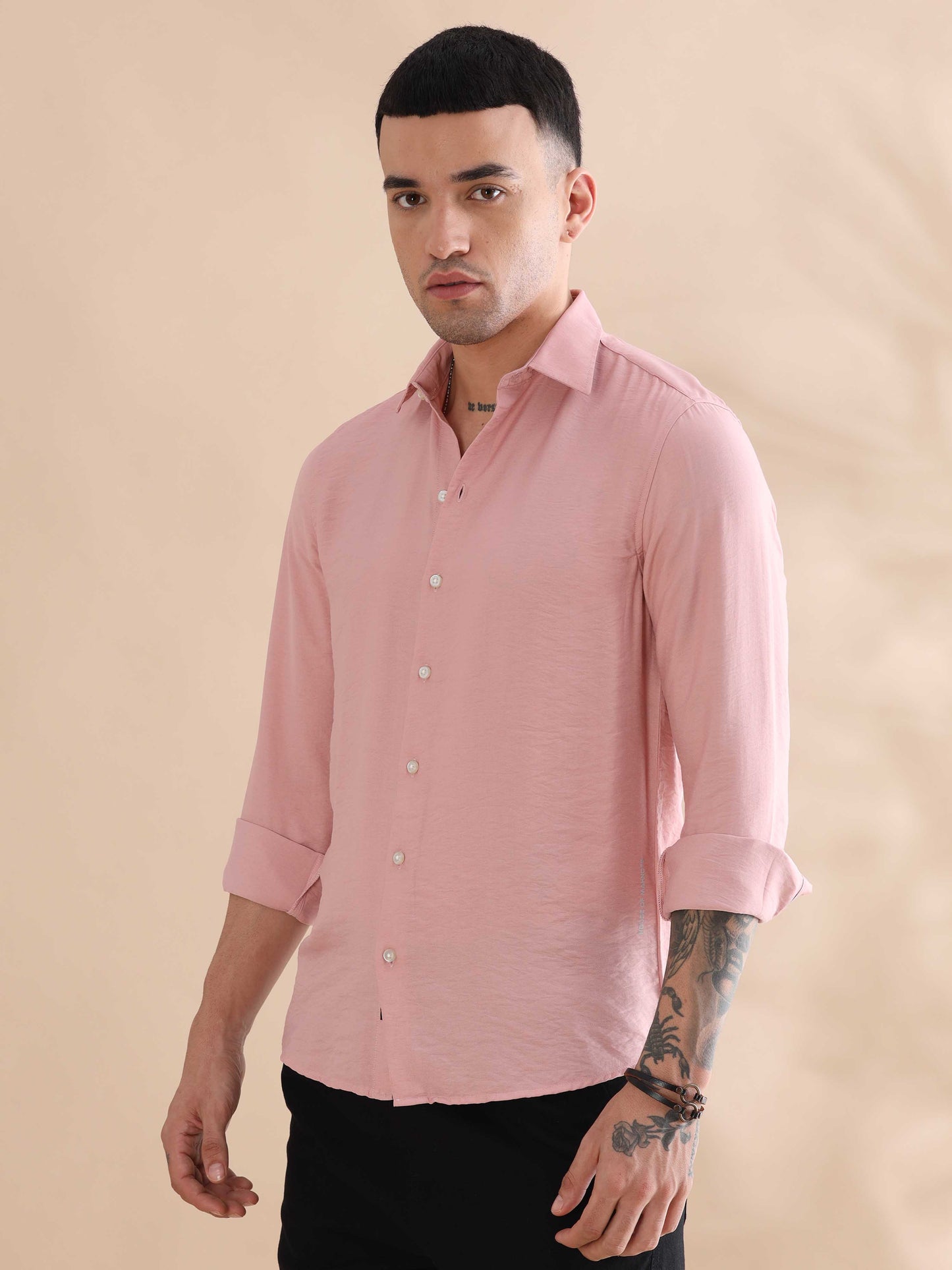 Pink Imported Crush Solid Shirts Mens