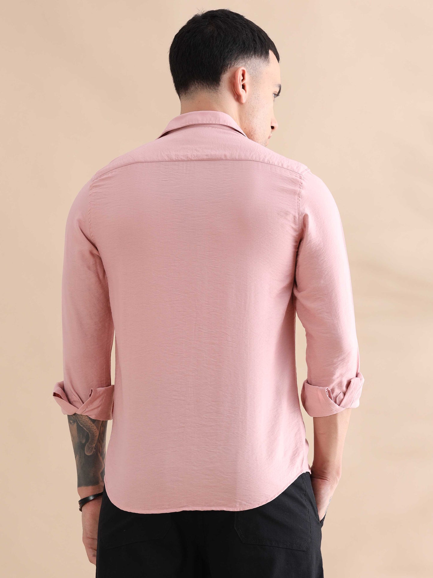 Pink Imported Crush Solid Shirts Mens