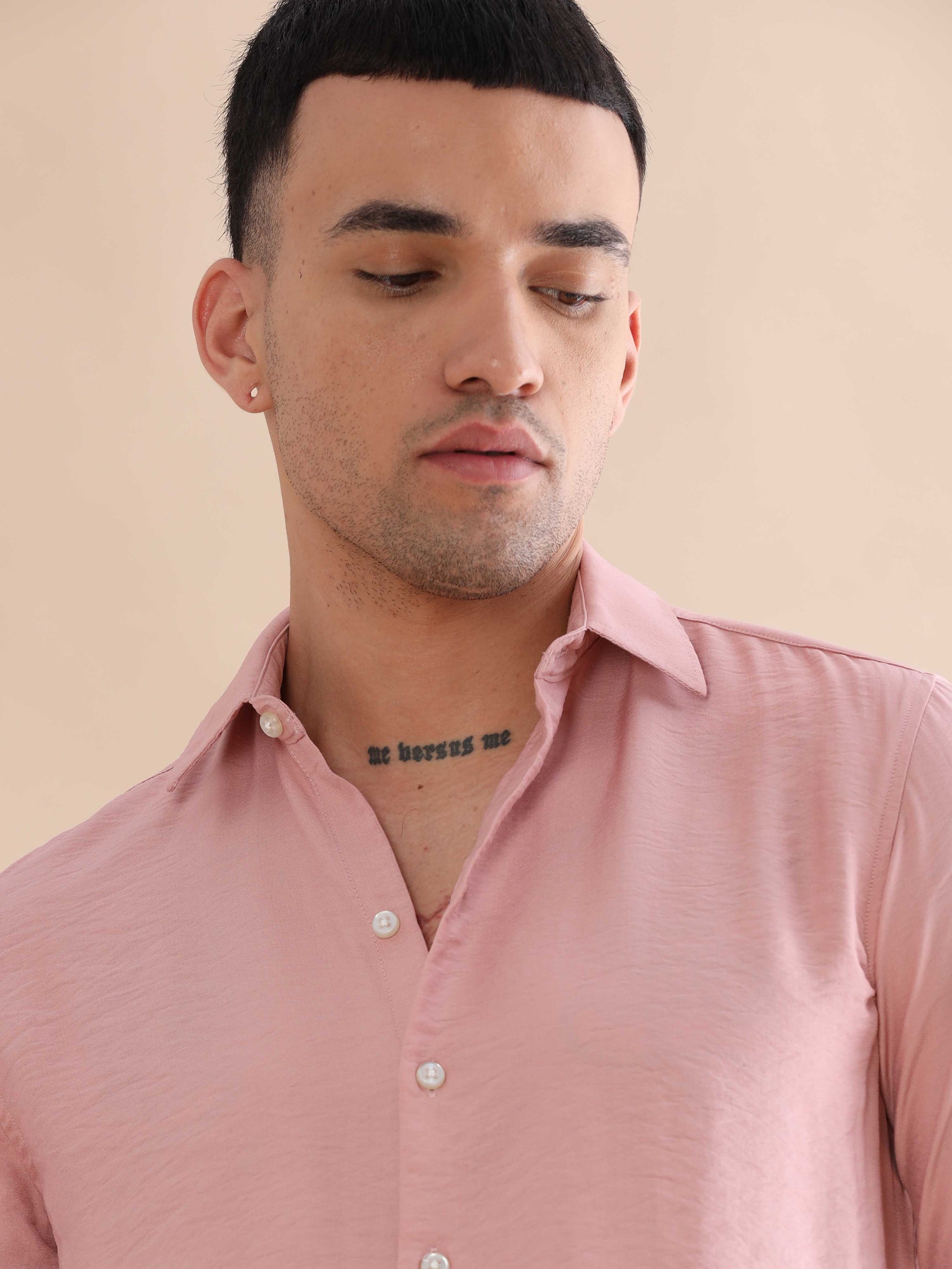 Pink Imported Crush Solid Shirts Mens