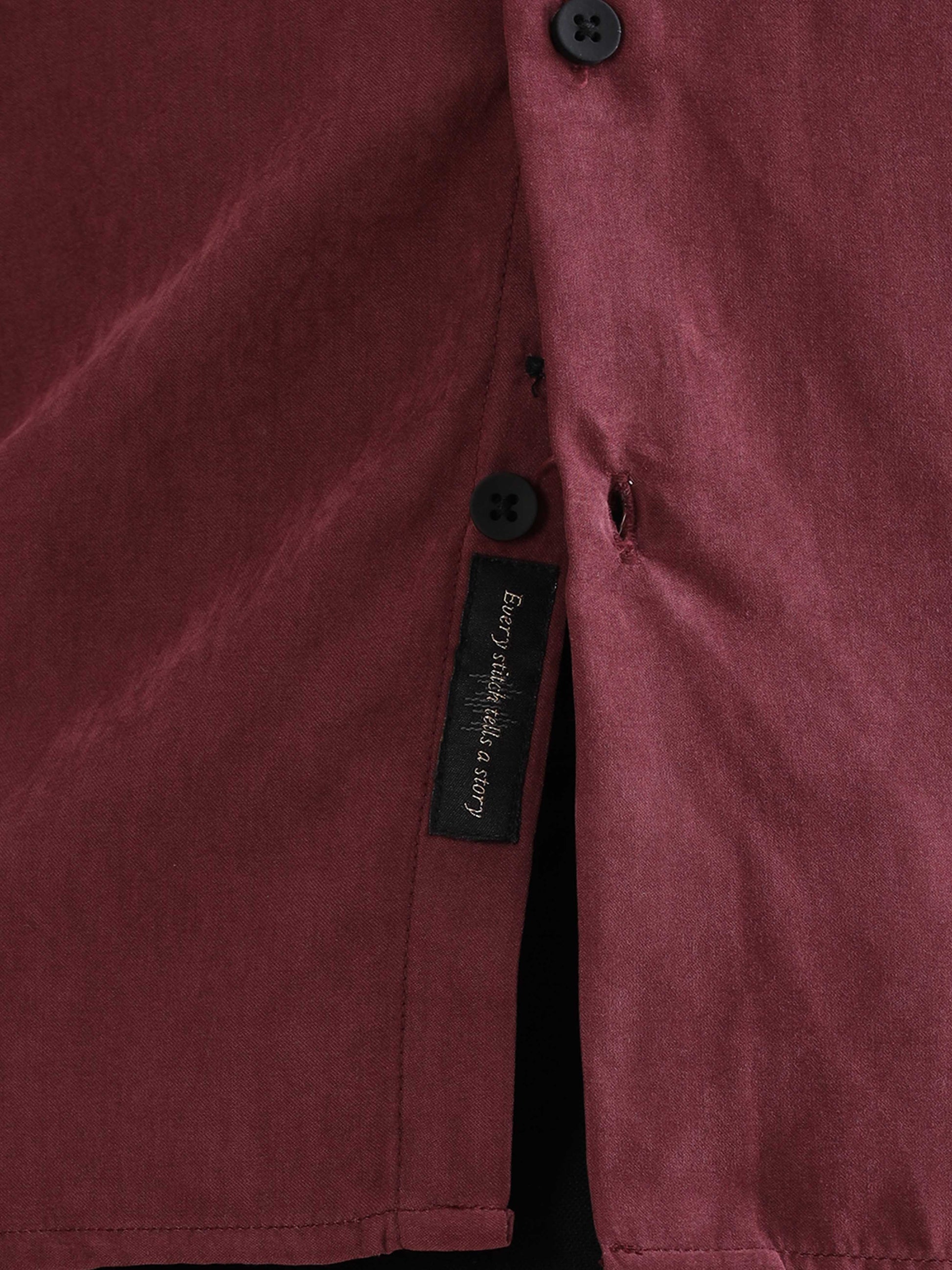 Regular Fit Red Imported Velvet Solid Color Shirts