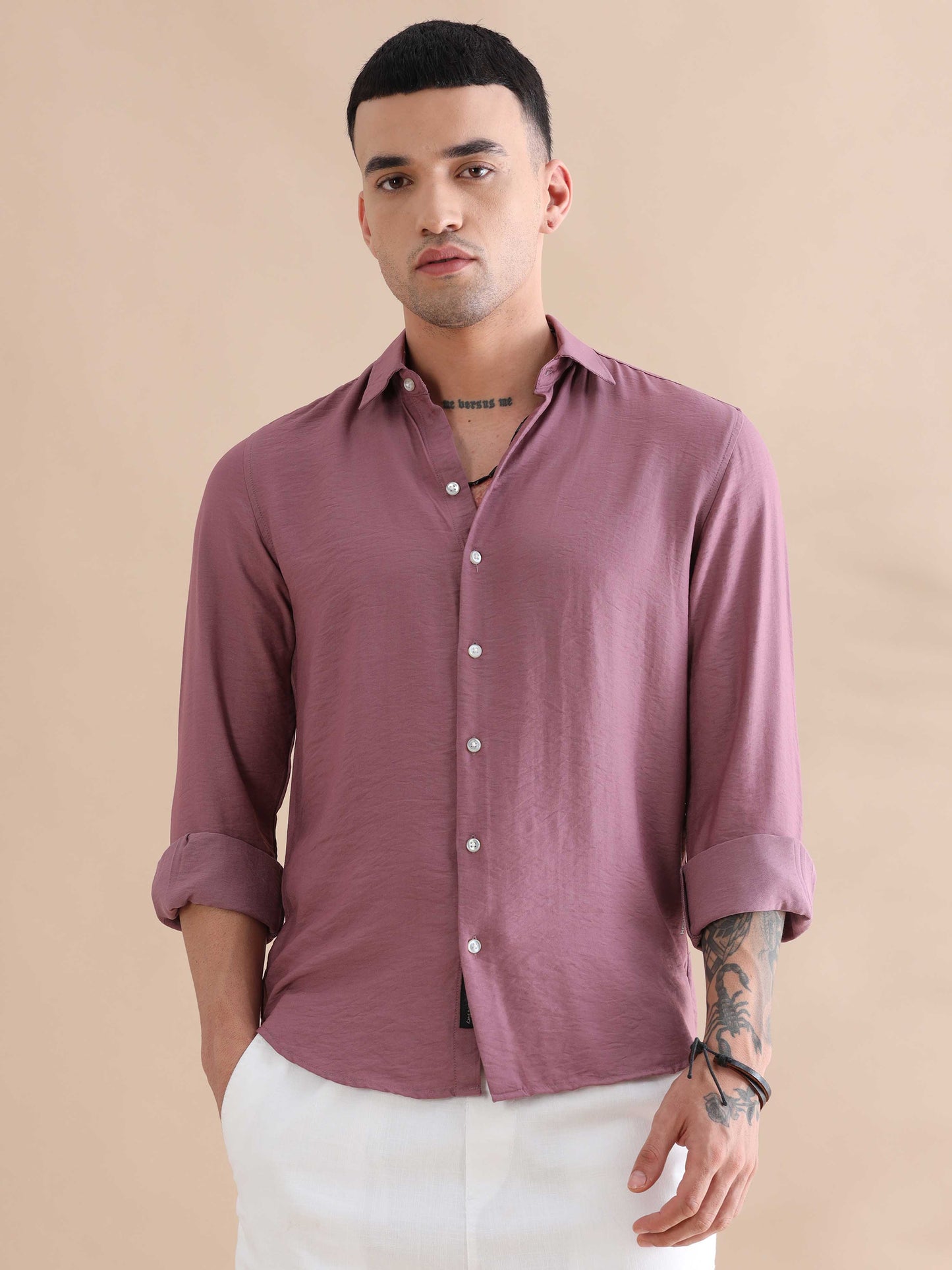 Purple Imported Crush Solid Shirts Men