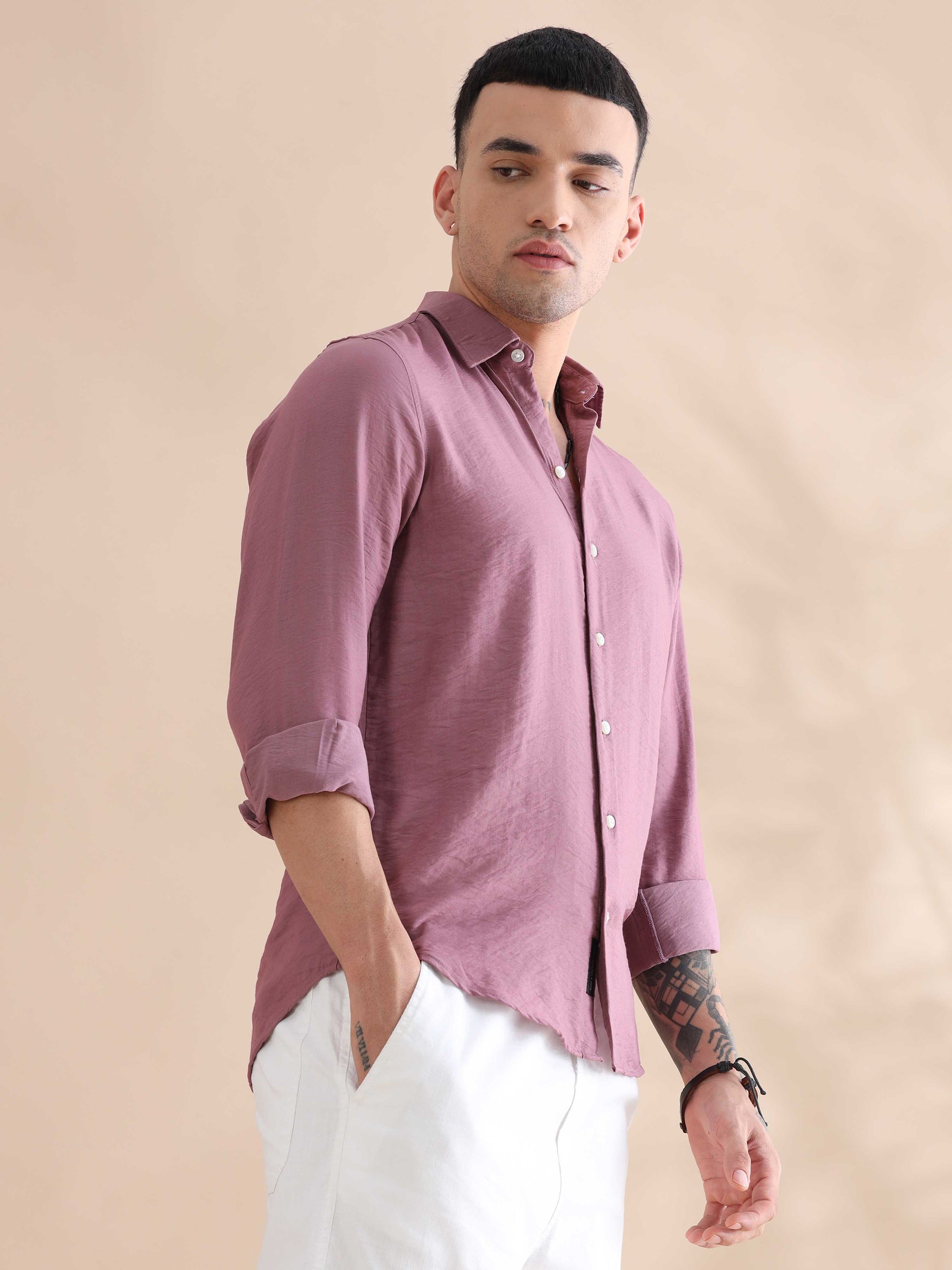 Purple Imported Crush Solid Shirts Men