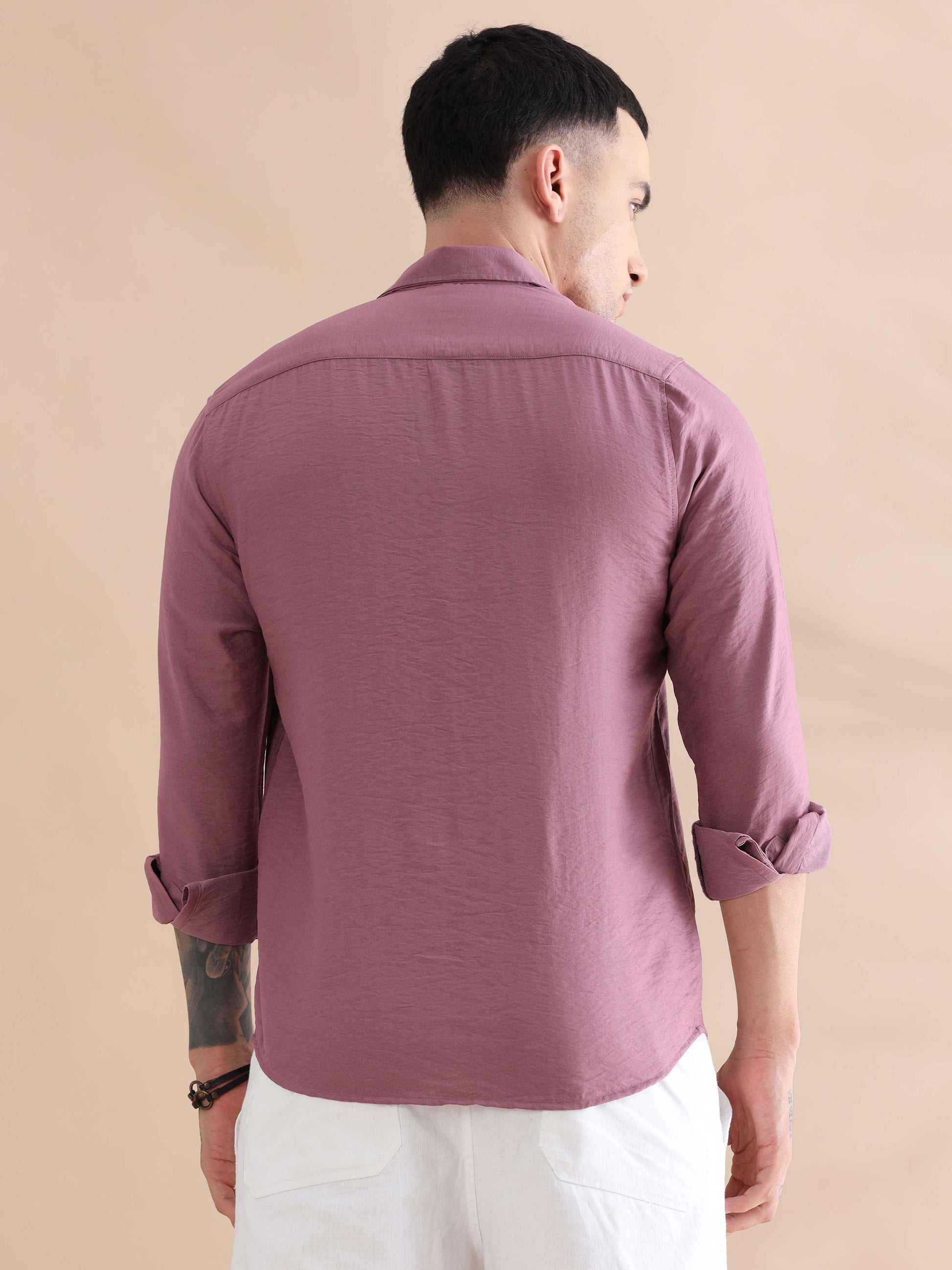 Purple Imported Crush Solid Shirts Men