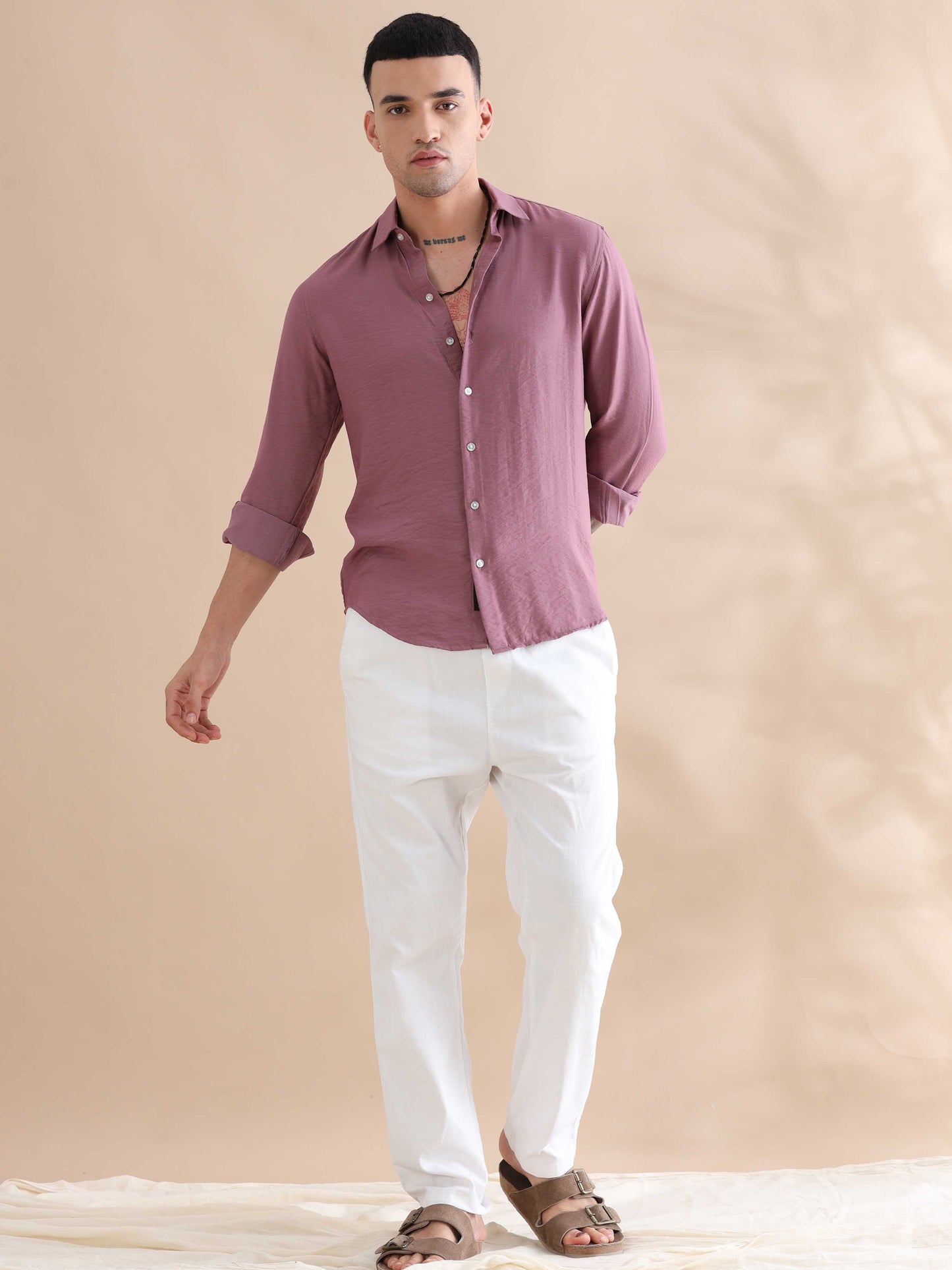 Purple Imported Crush Solid Shirts Men