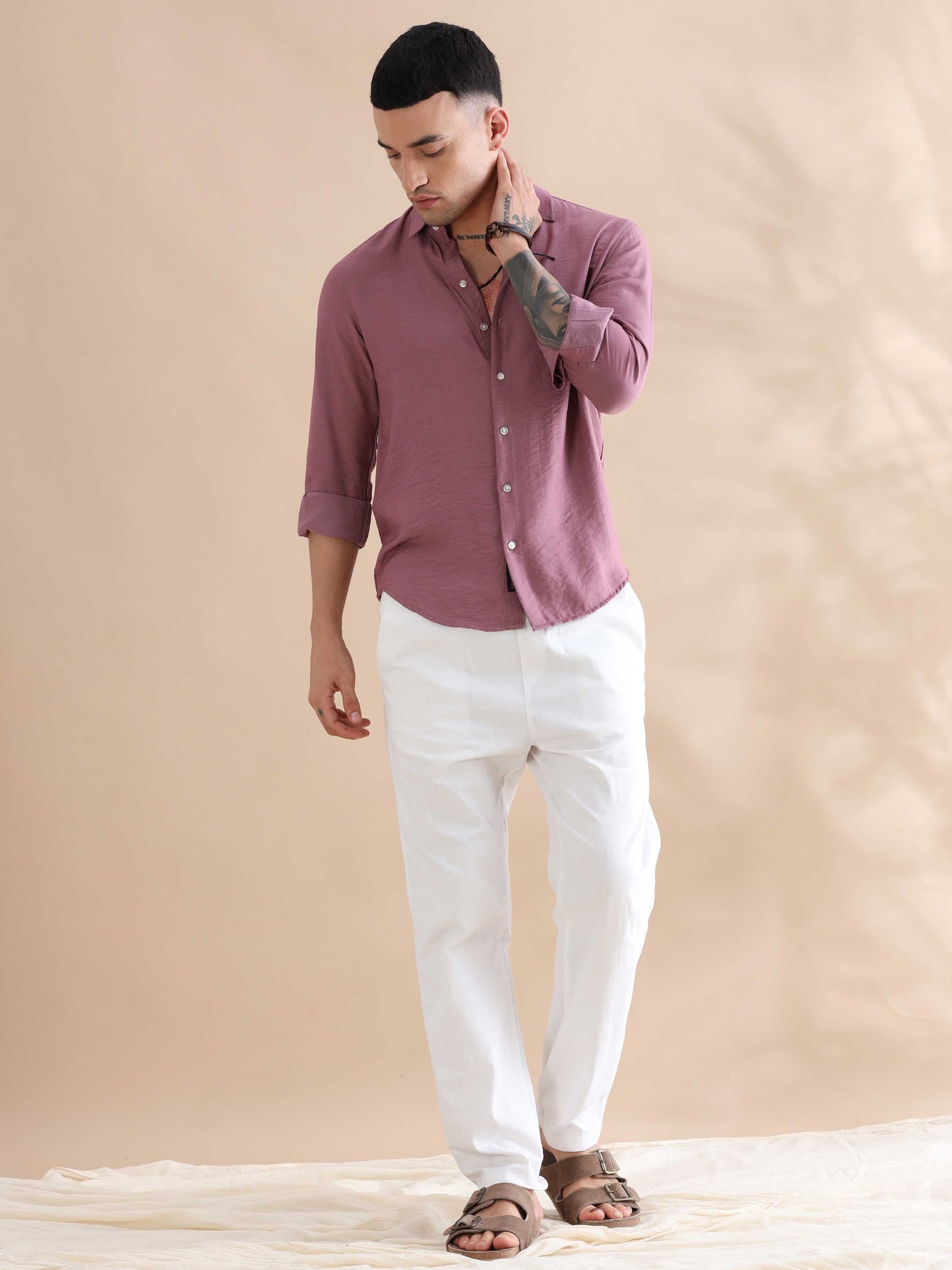 Purple Imported Crush Solid Shirts Men