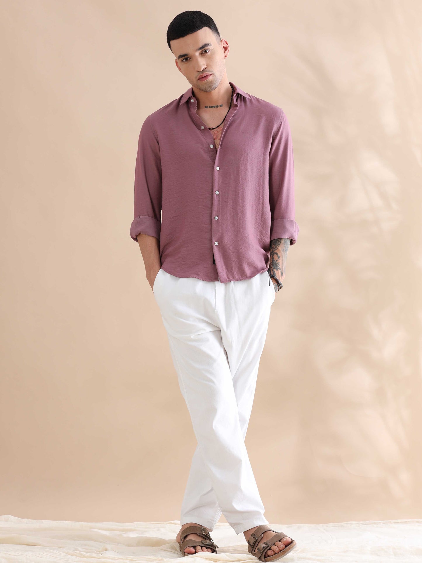 Purple Imported Crush Solid Shirts Men