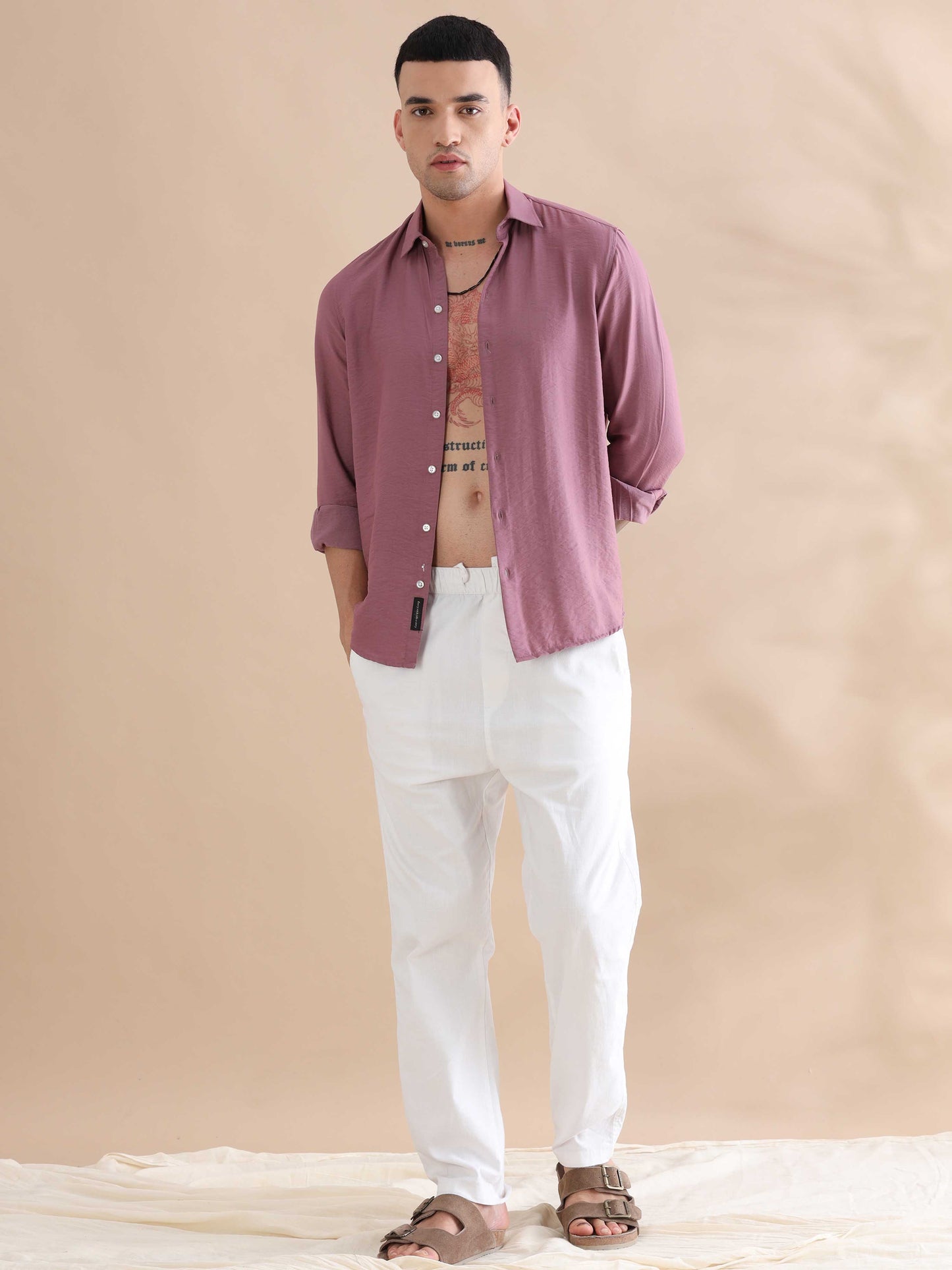 Purple Imported Crush Solid Shirts Men