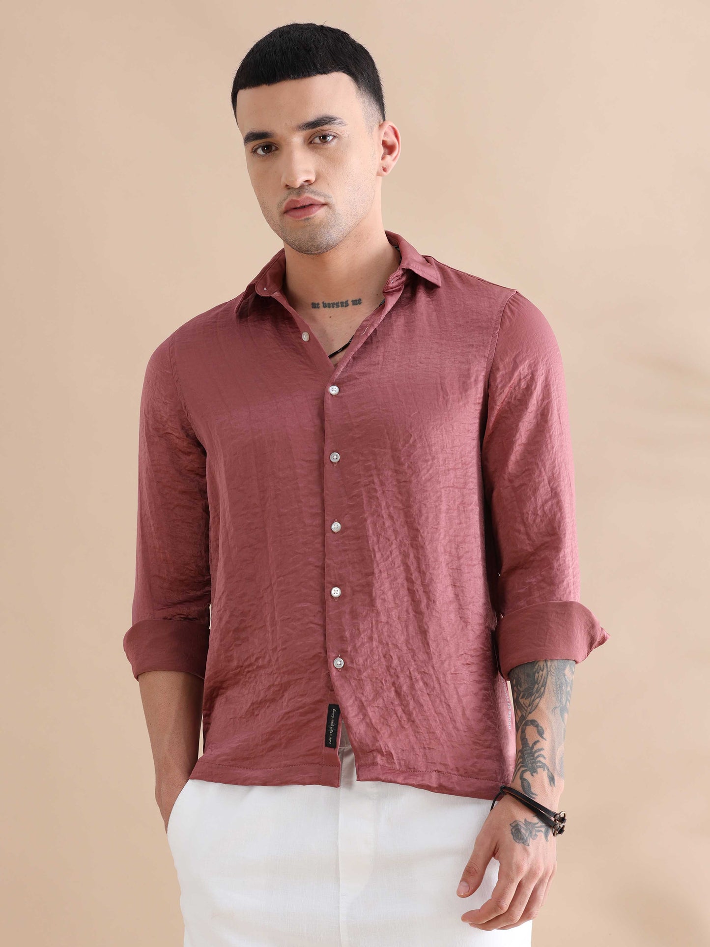  Peach Imported Velvet Casual Solid Shirts