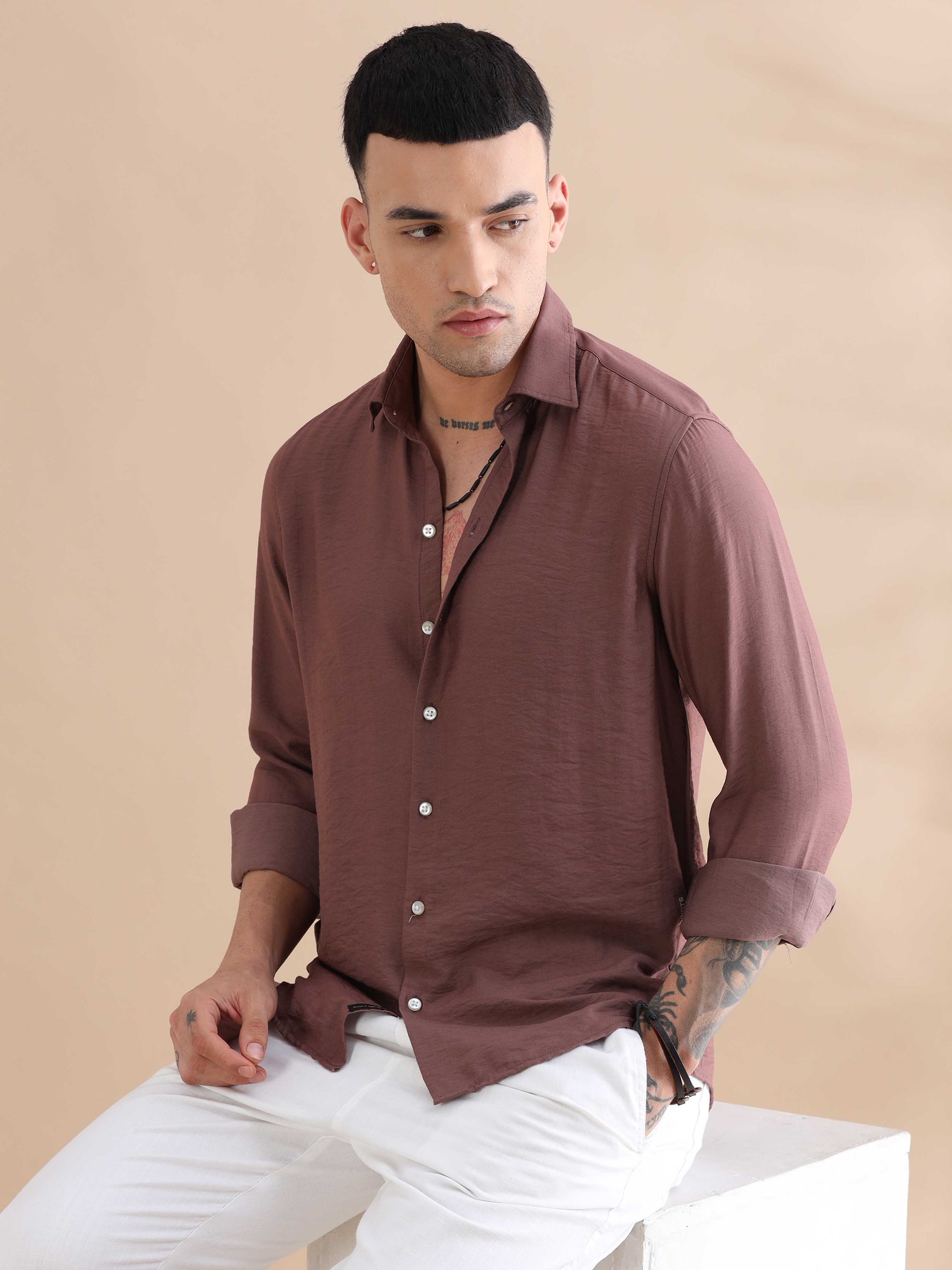 Dark Red Imported Crush Full Sleeve Shirts